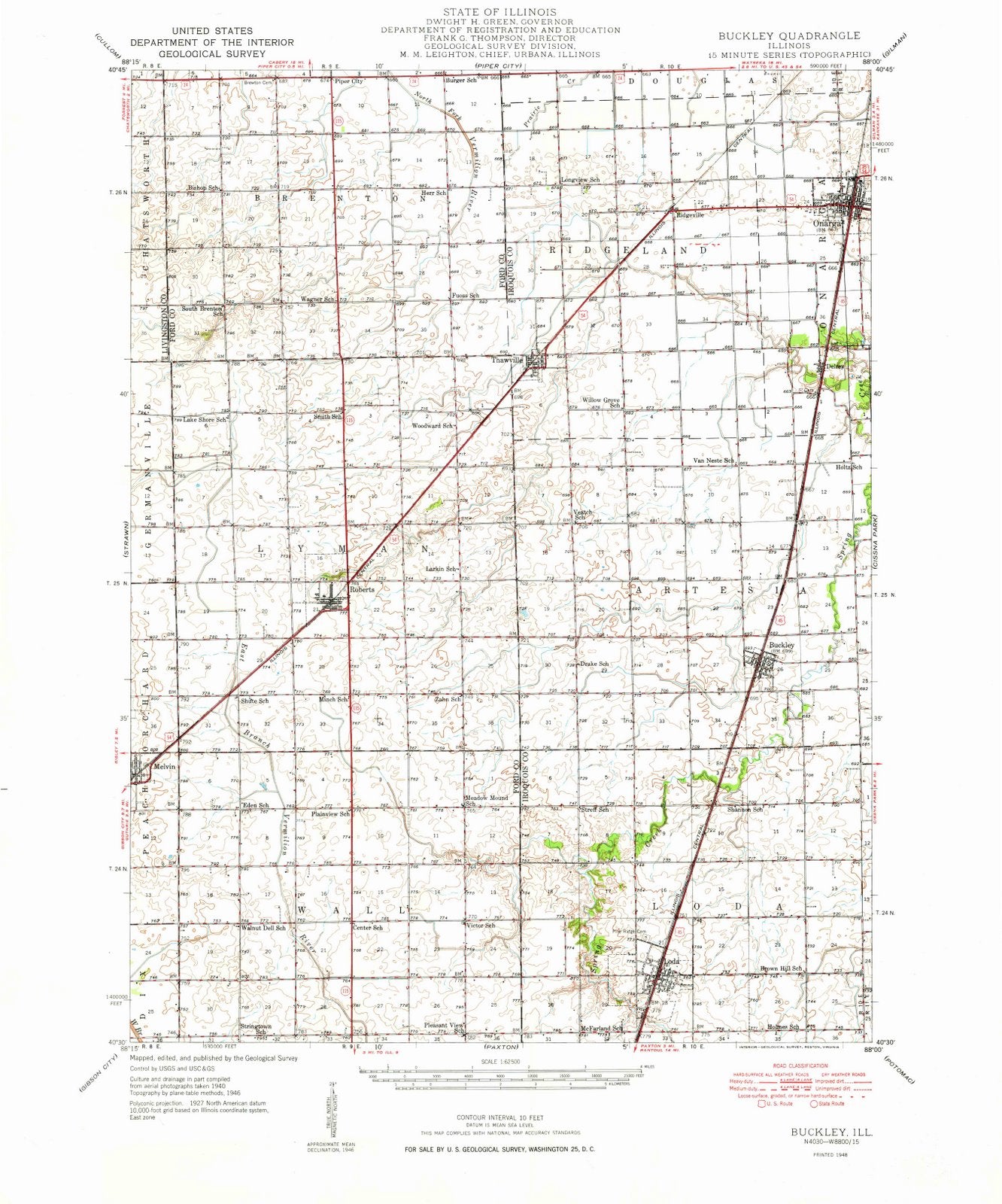 1948 Buckley, IL - Illinois - USGS Topographic Map