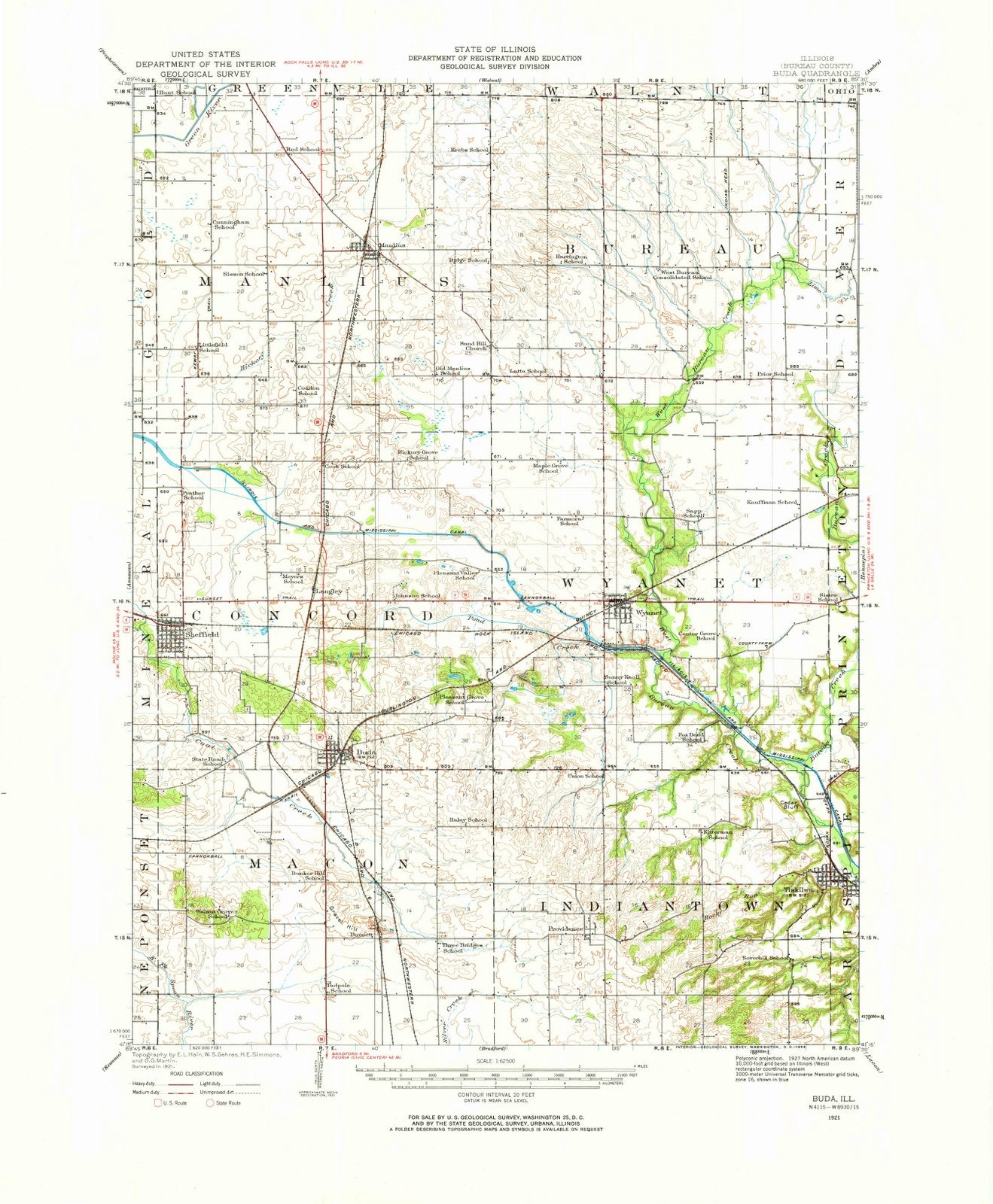 1921 Buda, IL - Illinois - USGS Topographic Map