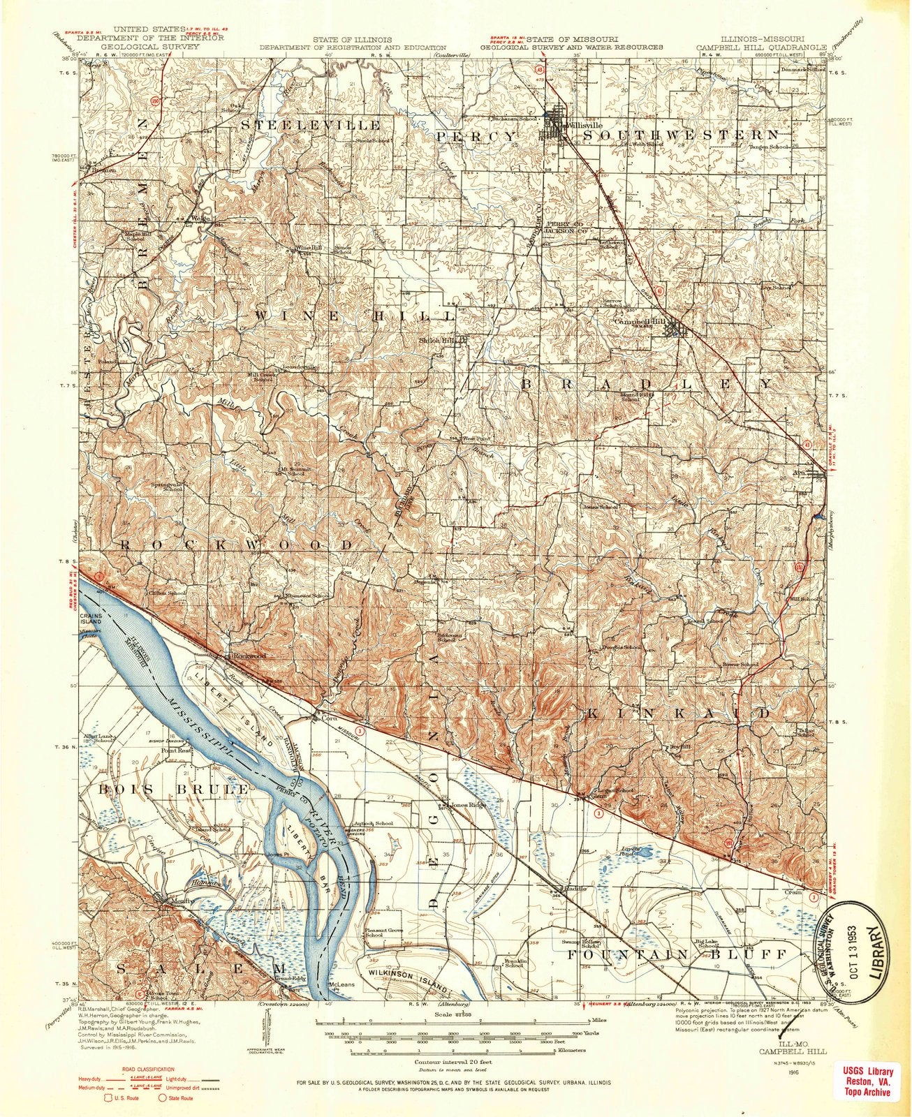 1916 Campbell Hill, IL - Illinois - USGS Topographic Map