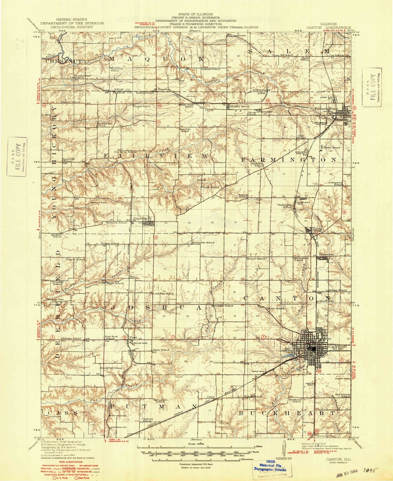 1912 Canton, IL - Illinois - USGS Topographic Map