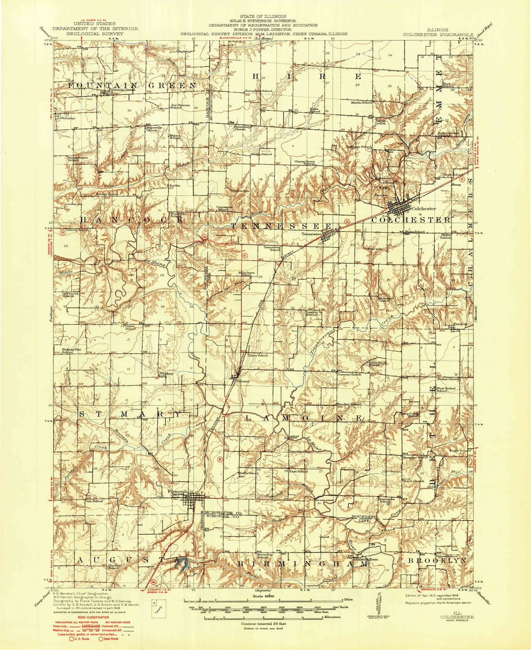 1913 Colchester, IL - Illinois - USGS Topographic Map