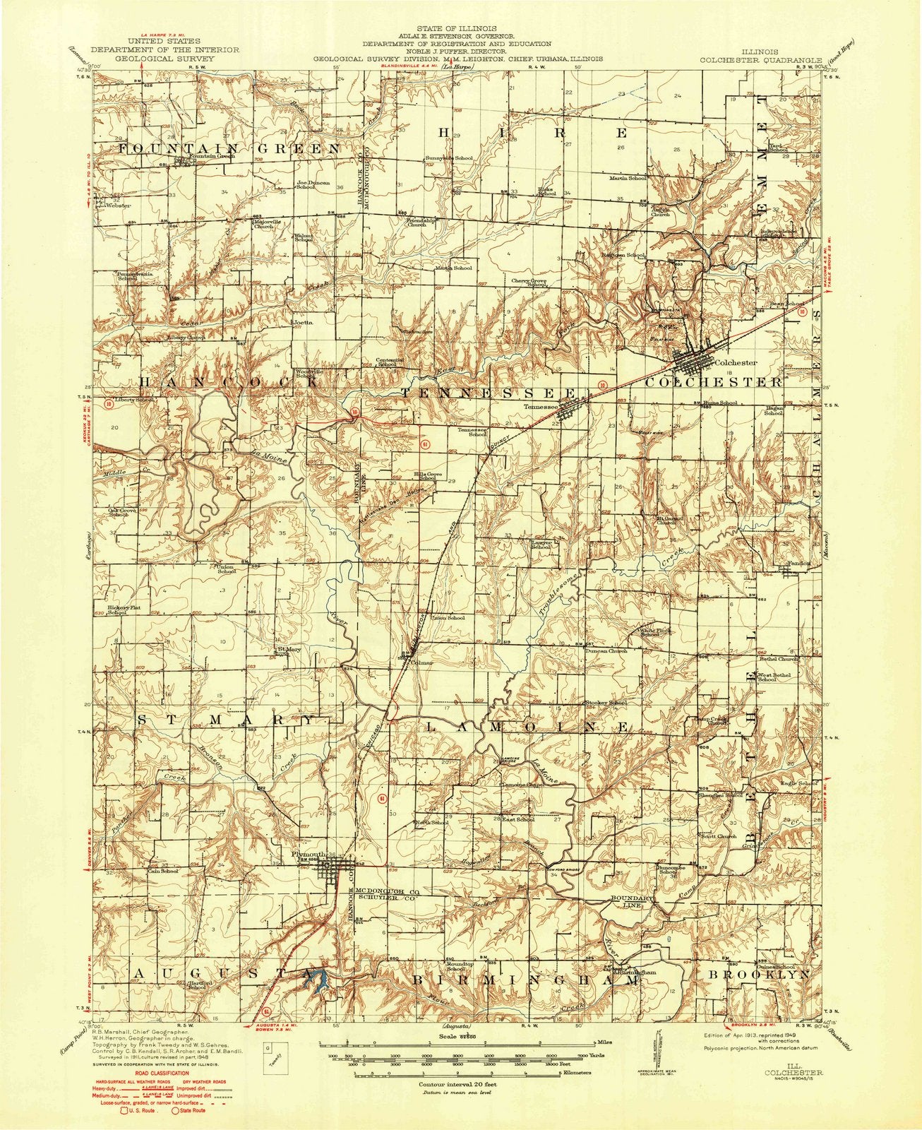 1913 Colchester, IL - Illinois - USGS Topographic Map