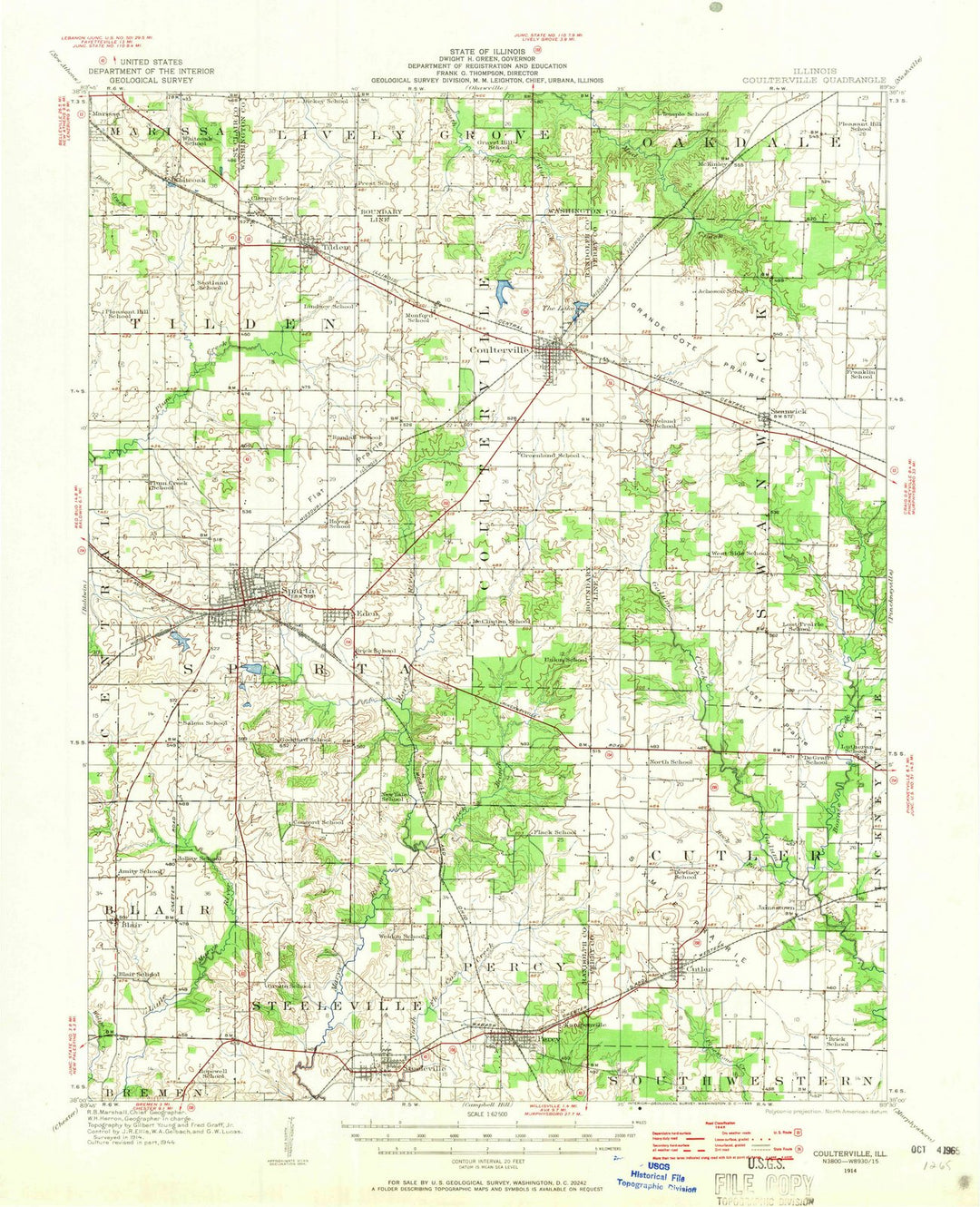 1914 Coulterville, IL - Illinois - USGS Topographic Map