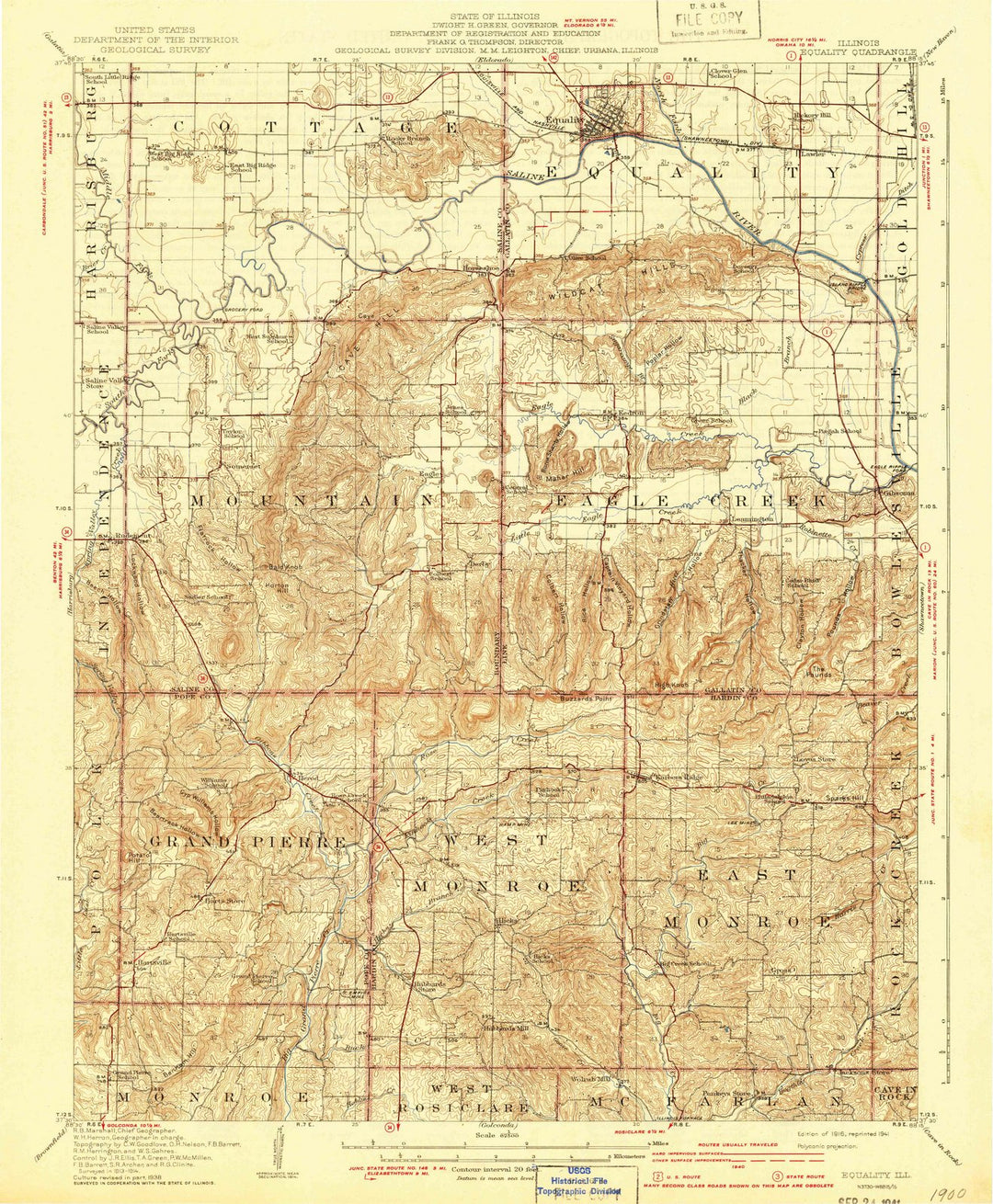 1916 Equality, IL - Illinois - USGS Topographic Map