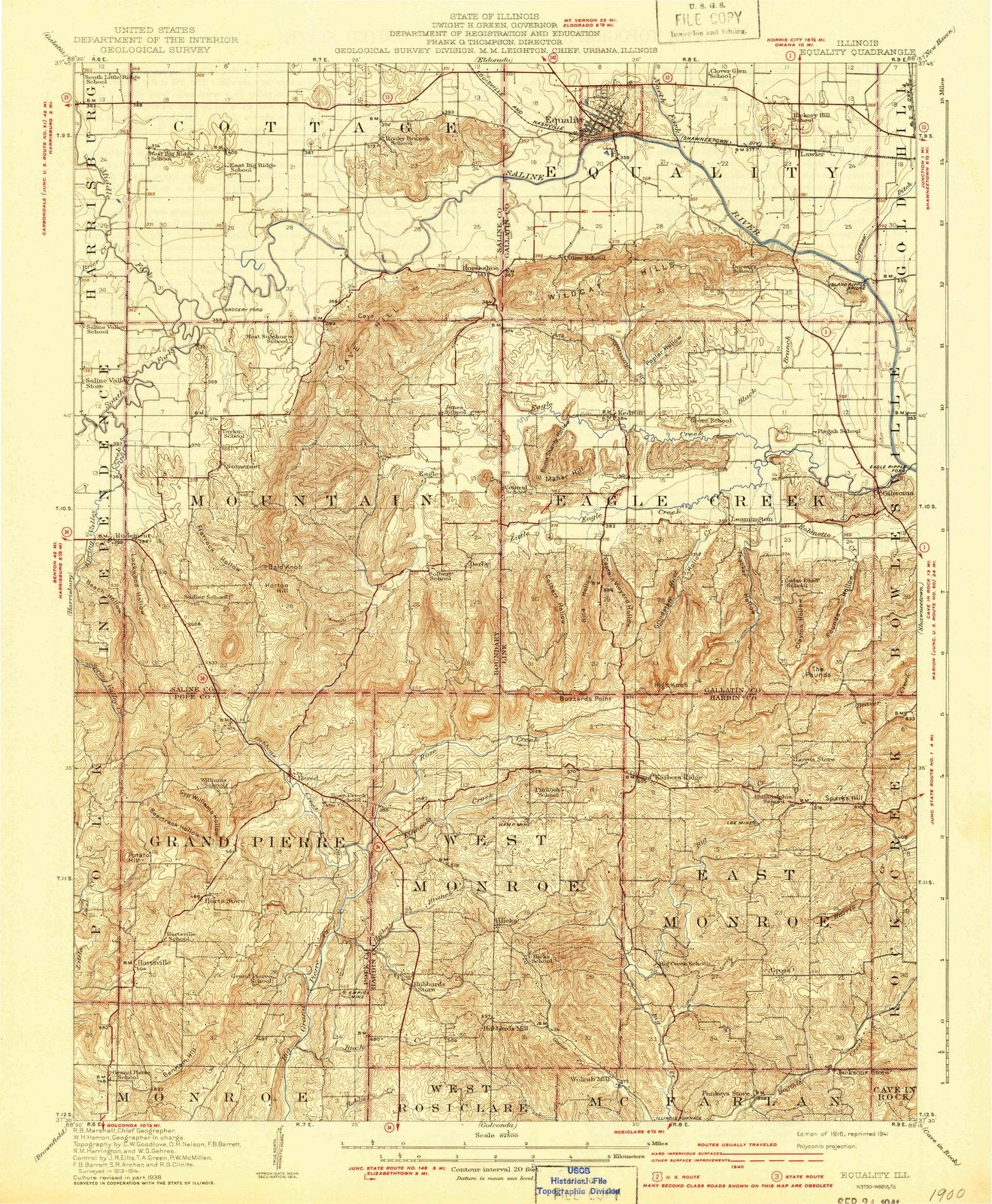 1916 Equality, IL - Illinois - USGS Topographic Map
