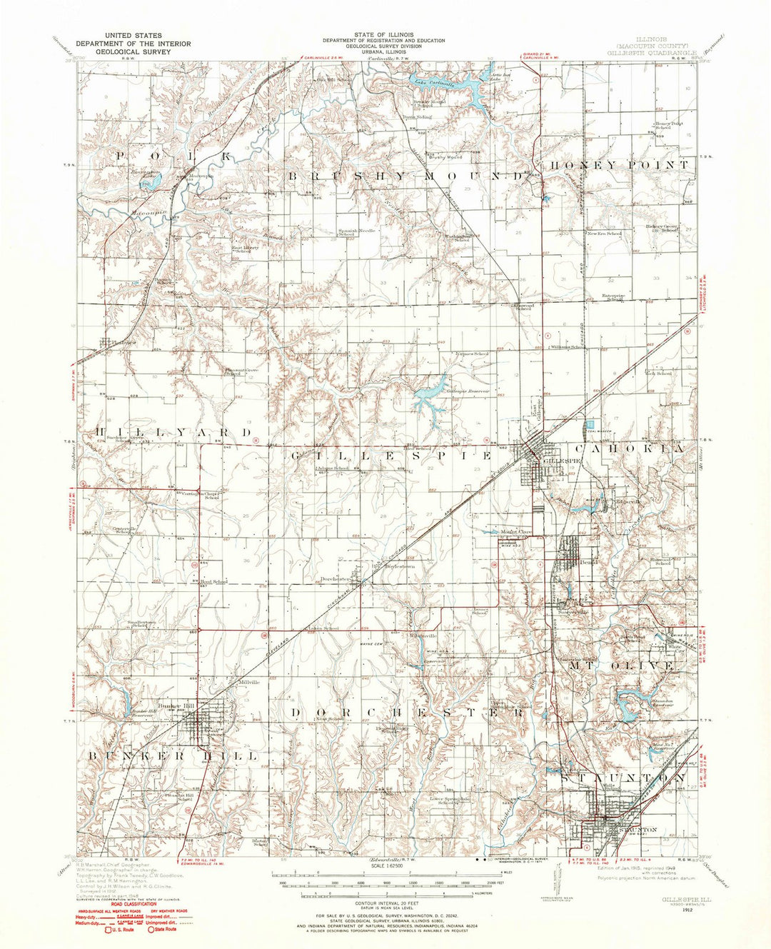 1912 Gillespie, IL - Illinois - USGS Topographic Map