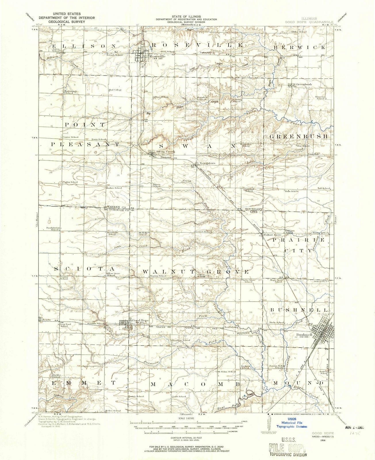1916 Good Hope, IL - Illinois - USGS Topographic Map