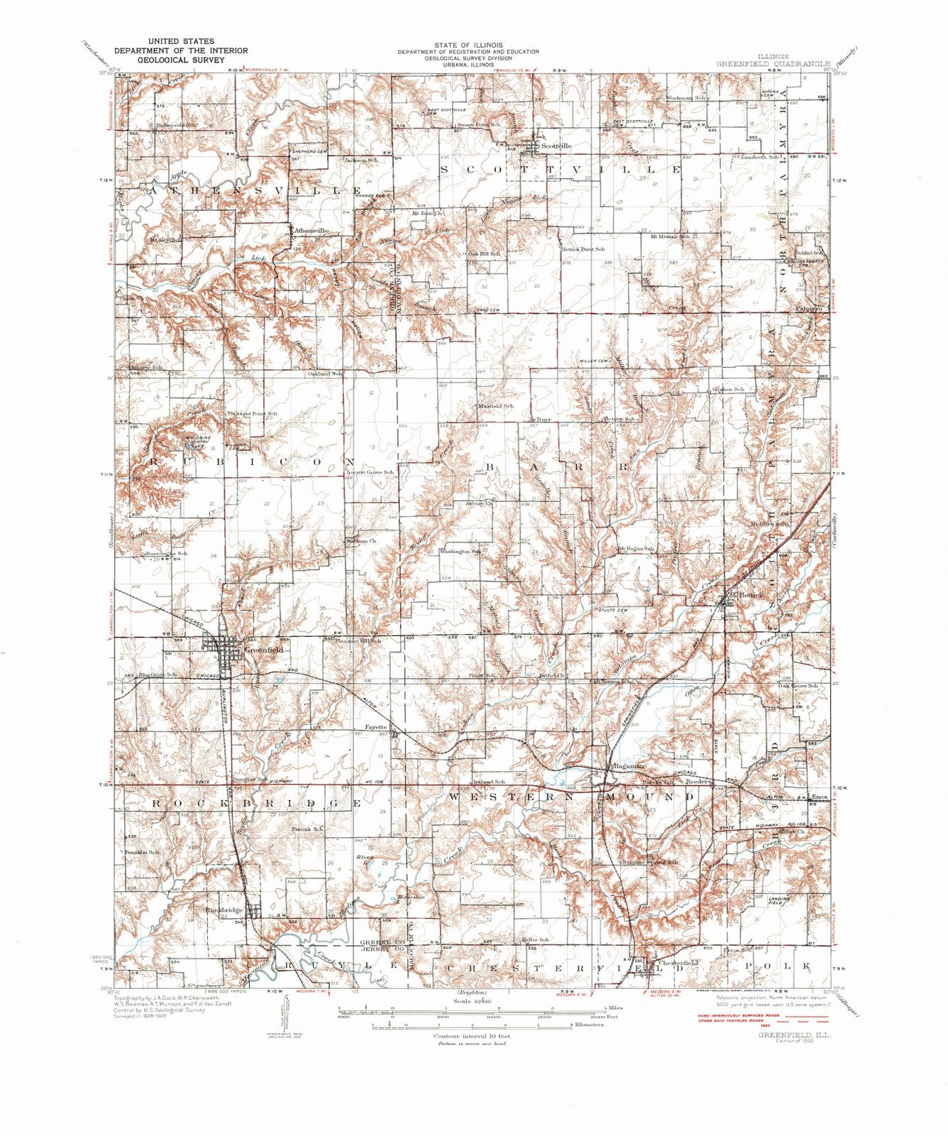 1932 Greenville, IL - Illinois - USGS Topographic Map