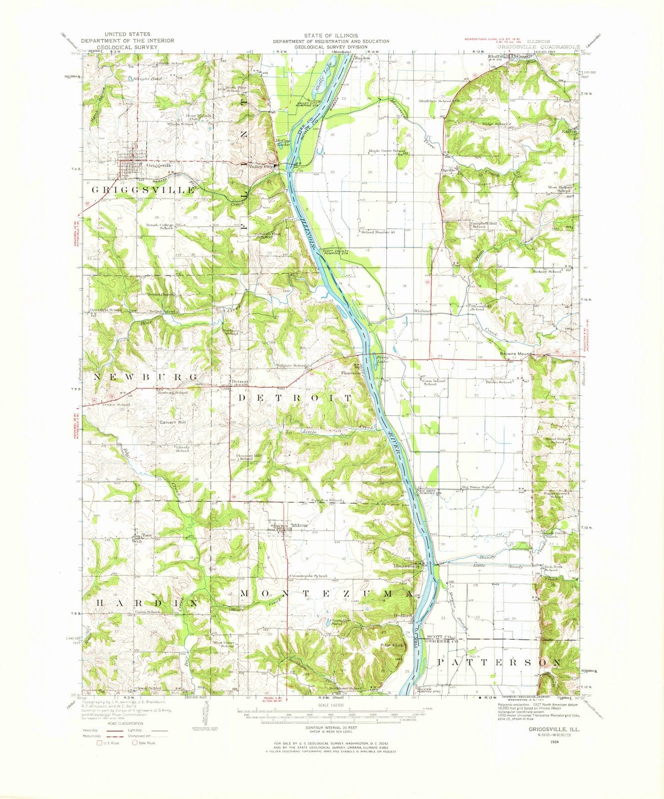 1924 Griggsville, IL - Illinois - USGS Topographic Map