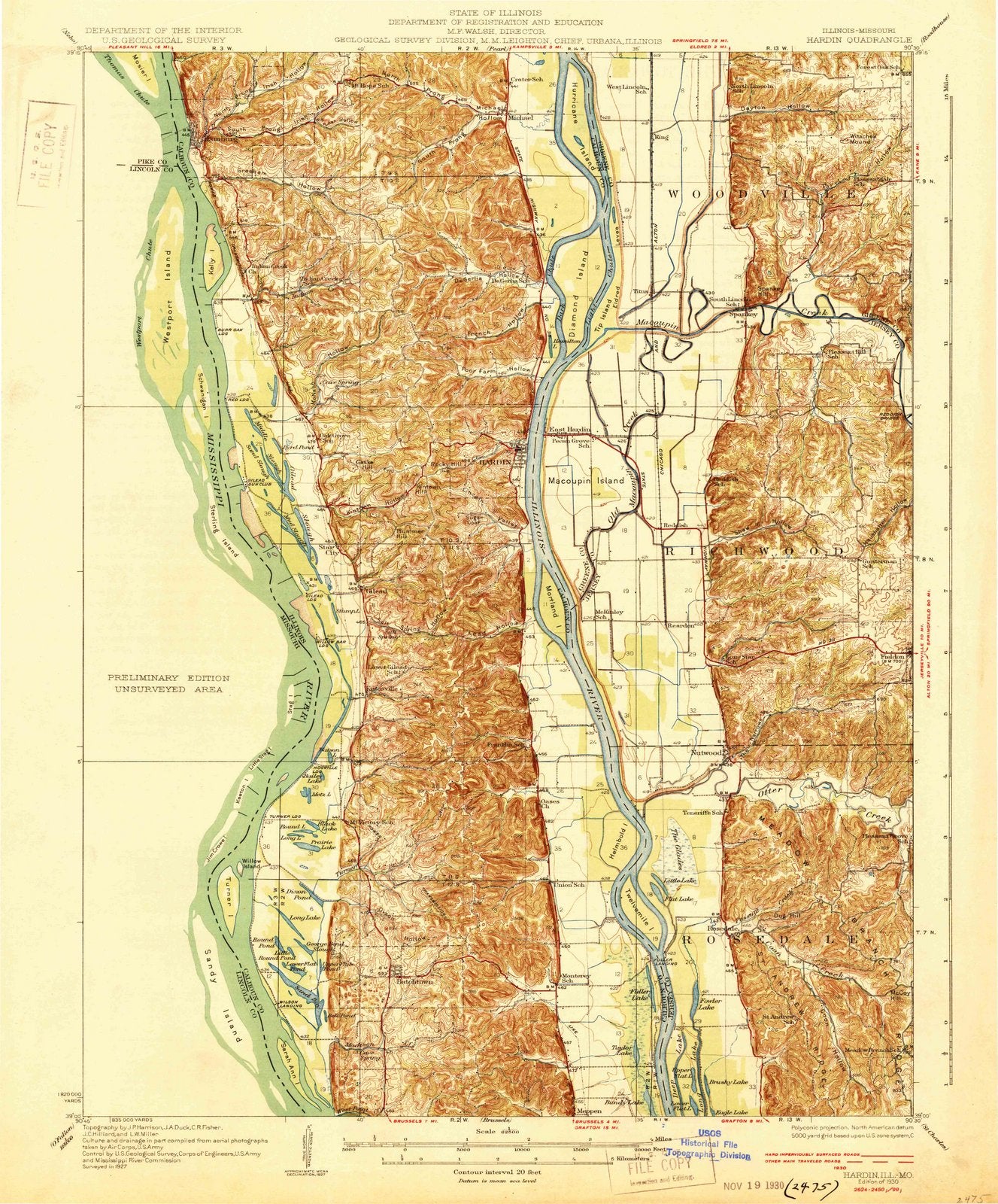 1930 Hardin, IL - Illinois - USGS Topographic Map