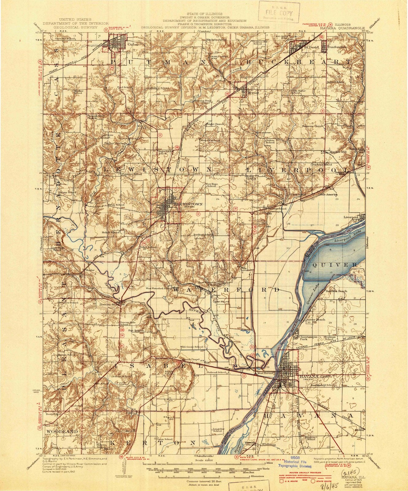 1925 Havana, IL - Illinois - USGS Topographic Map