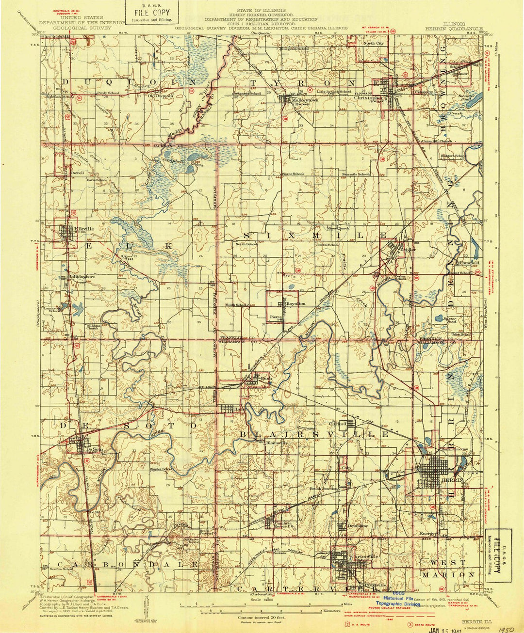 1910 Herrin, IL - Illinois - USGS Topographic Map