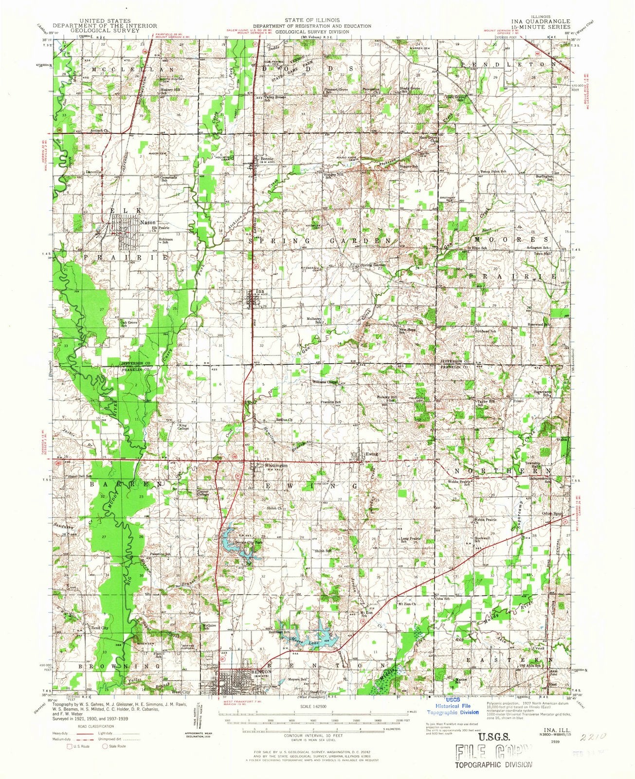 1939 Ina, IL - Illinois - USGS Topographic Map