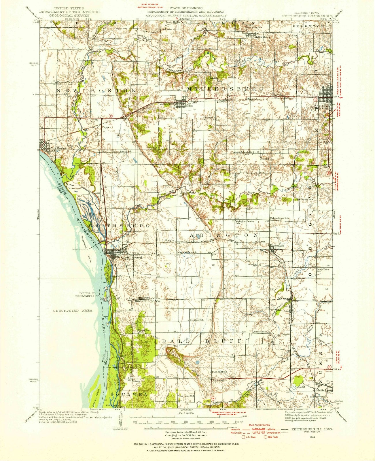 1935 Keithsburg, IL - Illinois - USGS Topographic Map