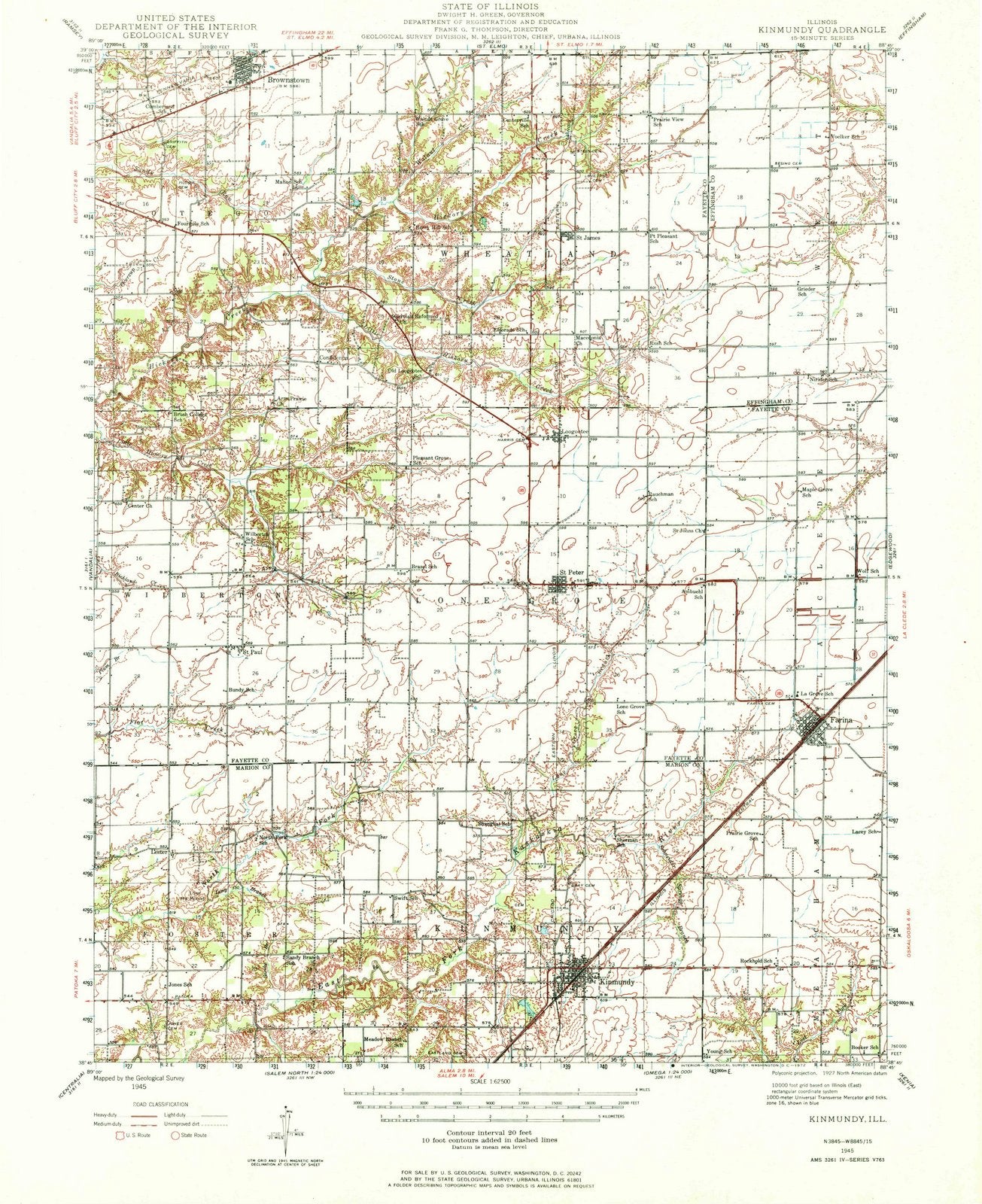 1945 Kinmundy, IL - Illinois - USGS Topographic Map