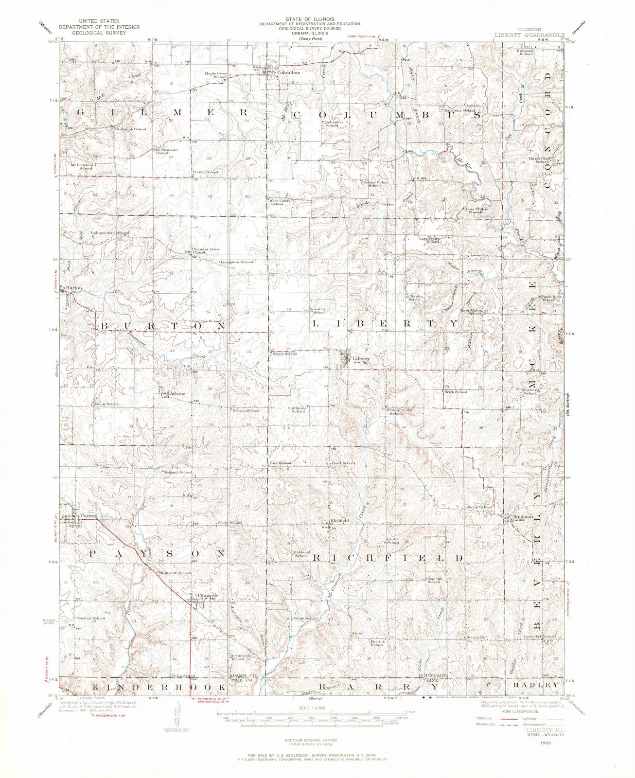 1925 Liberty, IL - Illinois - USGS Topographic Map