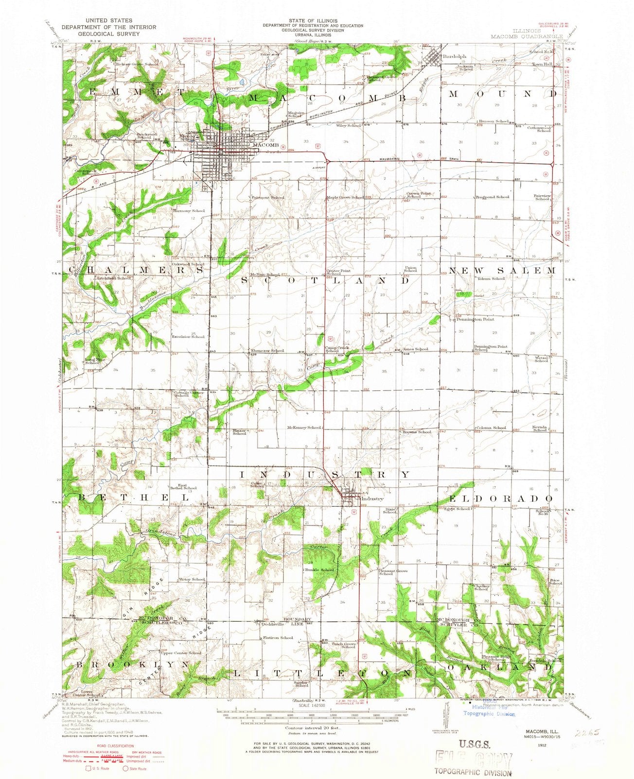 1912 Macomb, IL - Illinois - USGS Topographic Map