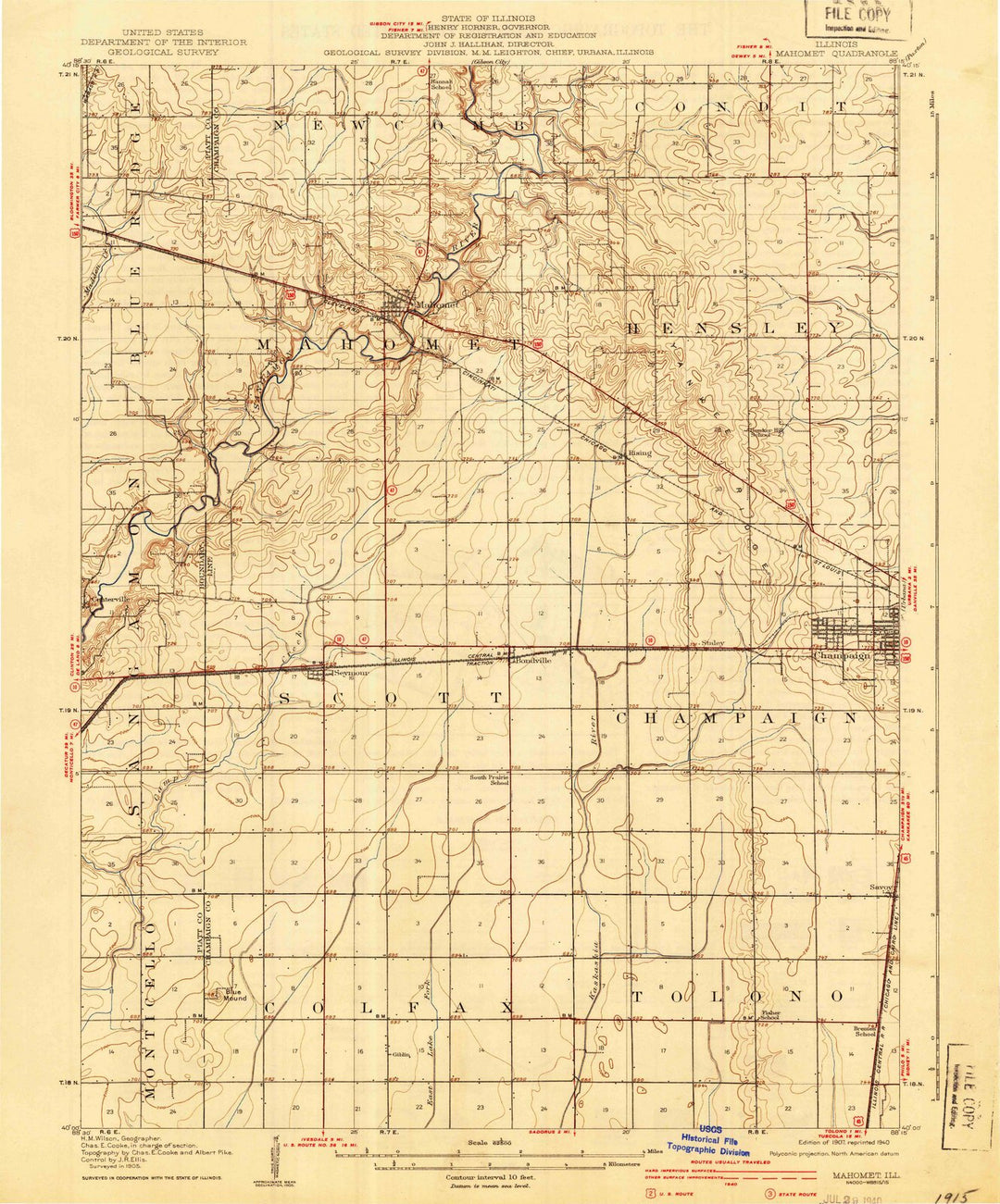 1907 Mahomet, IL - Illinois - USGS Topographic Map