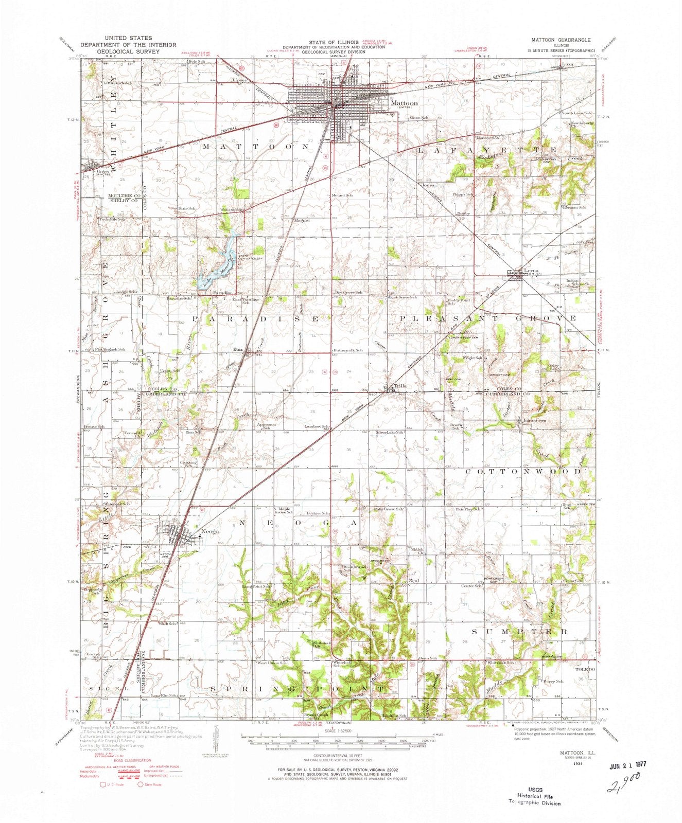 1934 Mattoon, IL - Illinois - USGS Topographic Map
