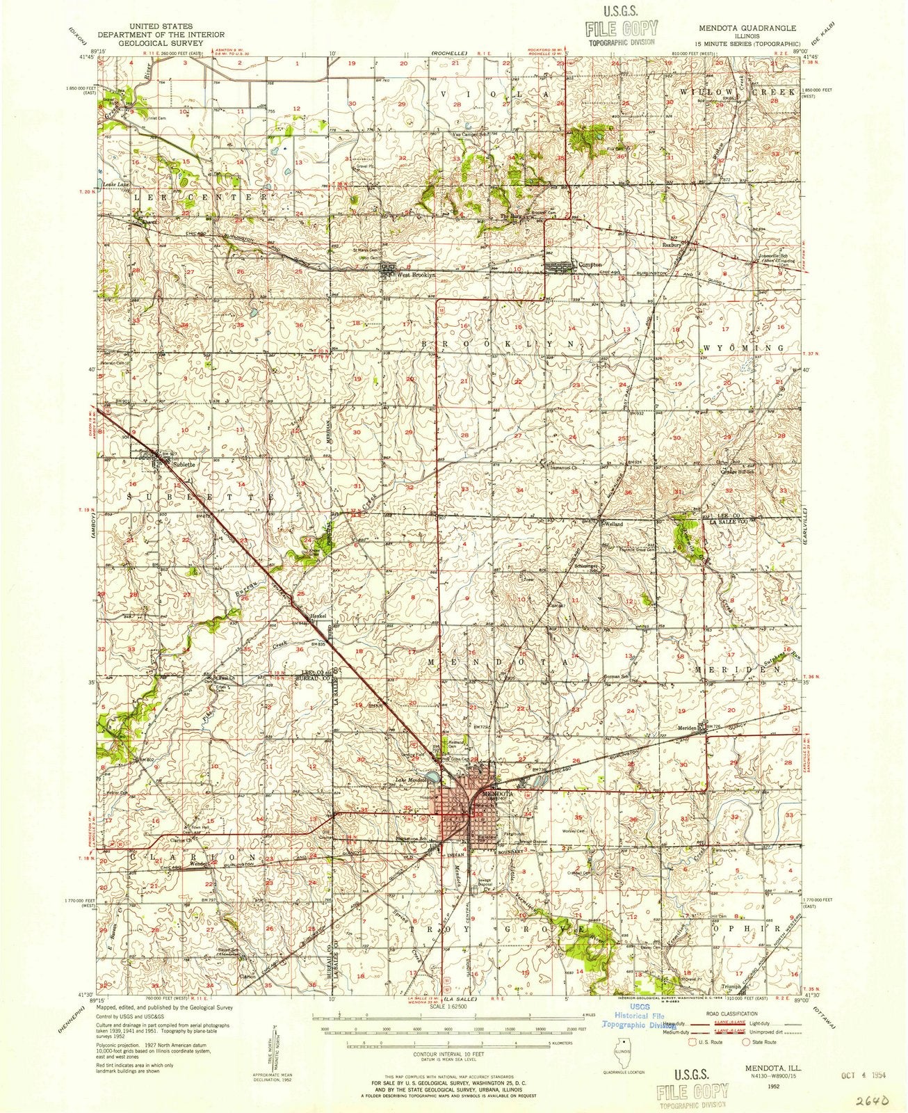1952 Mendota, IL - Illinois - USGS Topographic Map
