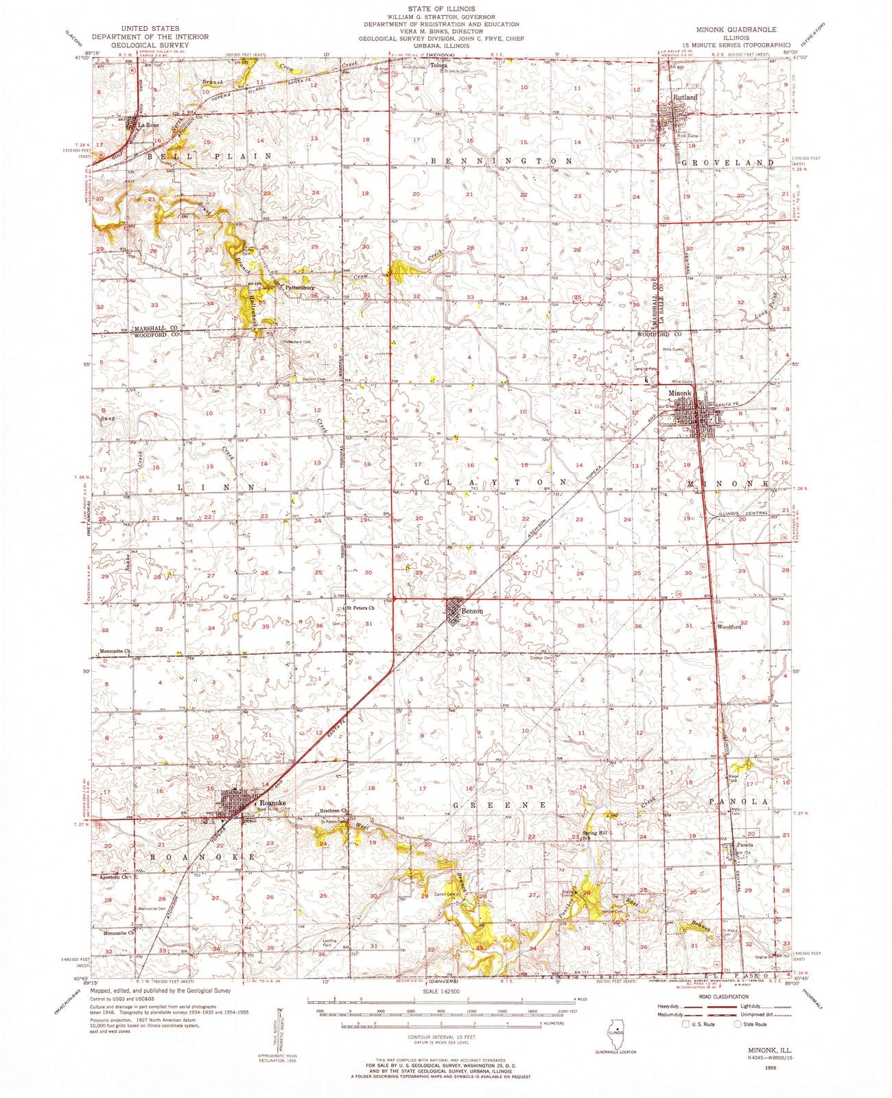 1955 Minonk, IL - Illinois - USGS Topographic Map