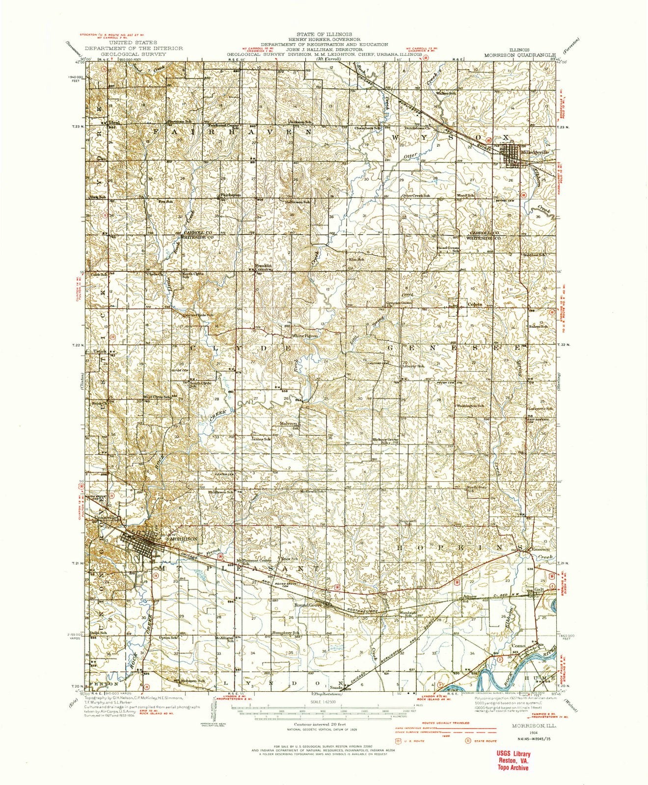 1934 Morrison, IL - Illinois - USGS Topographic Map
