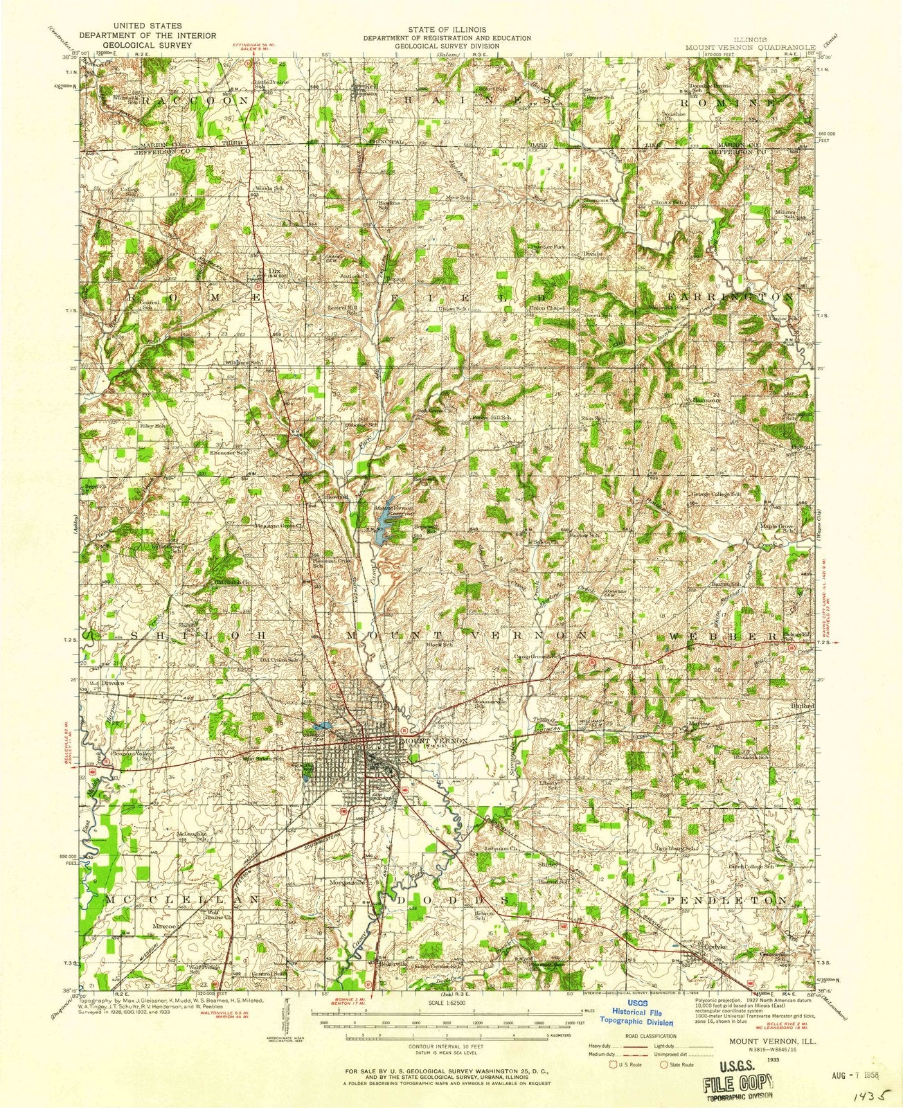 1933 Mount Vernon, IL - Illinois - USGS Topographic Map