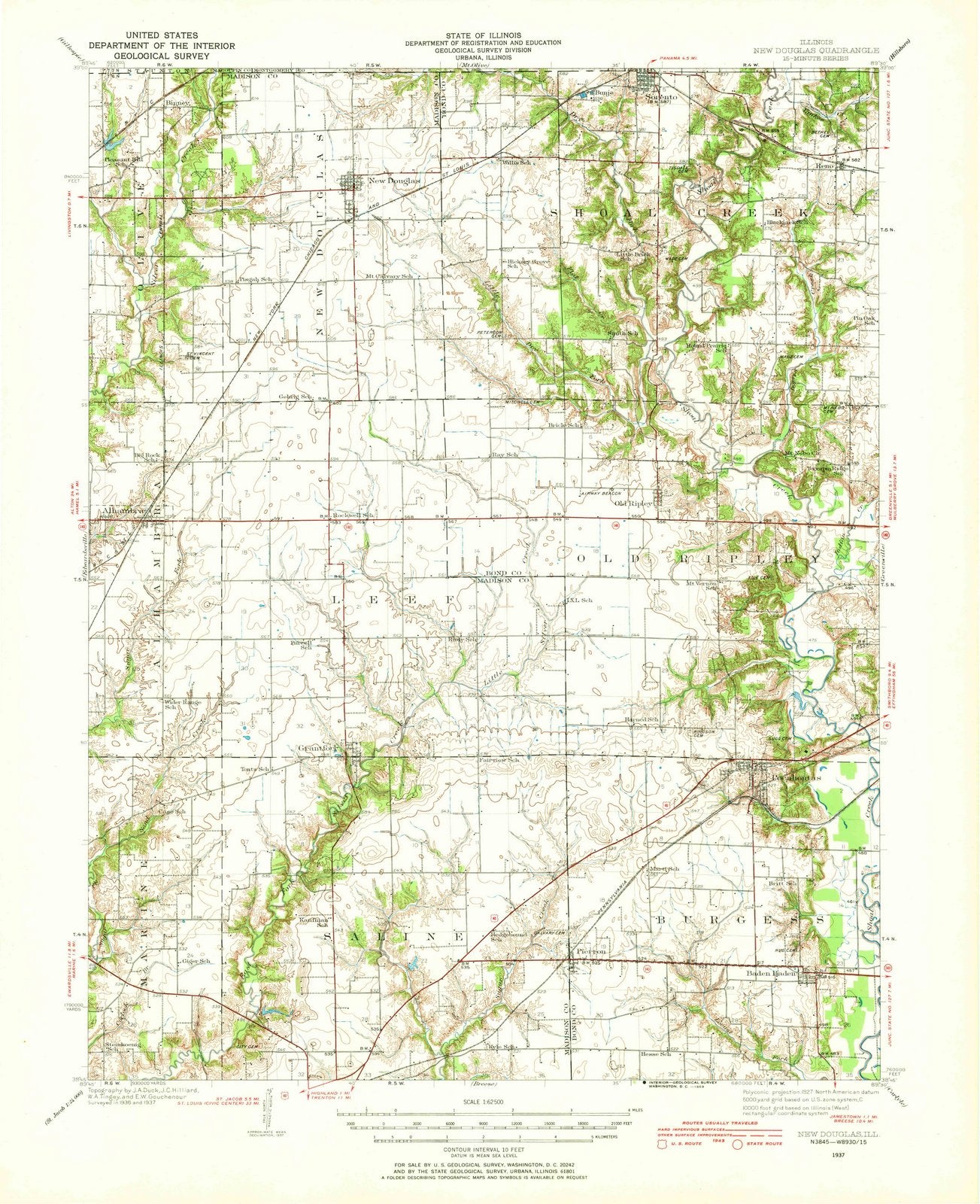 1937 Newouglas, IL - Illinois - USGS Topographic Map