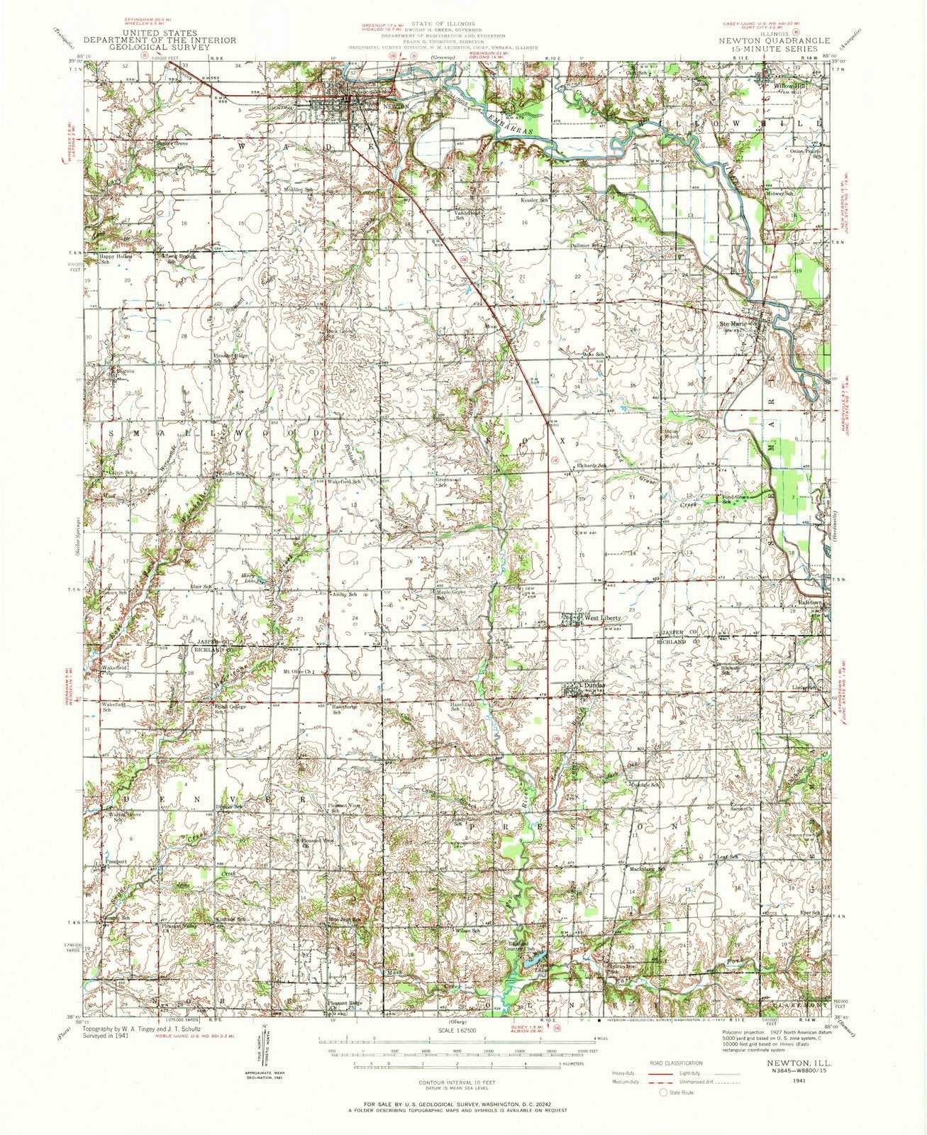 1941 Newton, IL - Illinois - USGS Topographic Map