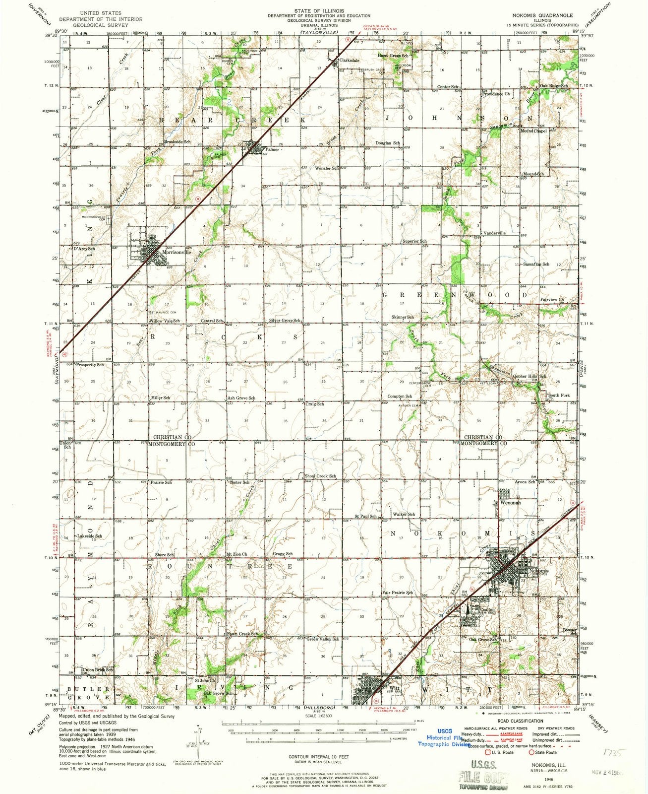 1946 Nokomis, IL - Illinois - USGS Topographic Map