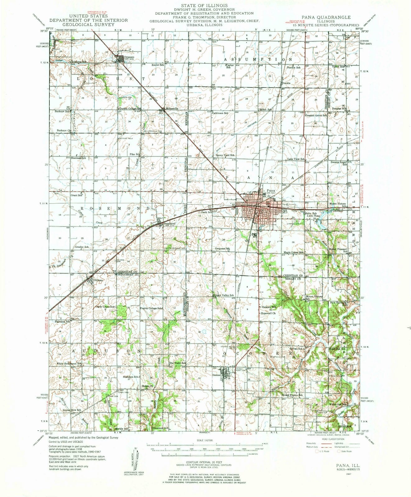 1947 Pana, IL - Illinois - USGS Topographic Map