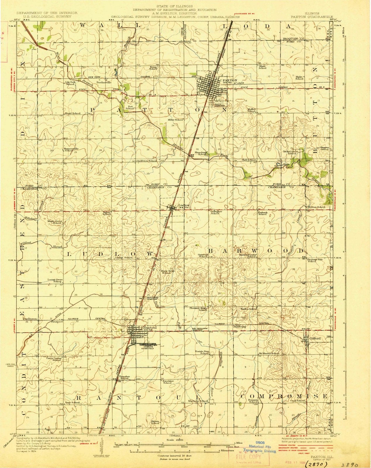 1927 Paxton, IL - Illinois - USGS Topographic Map