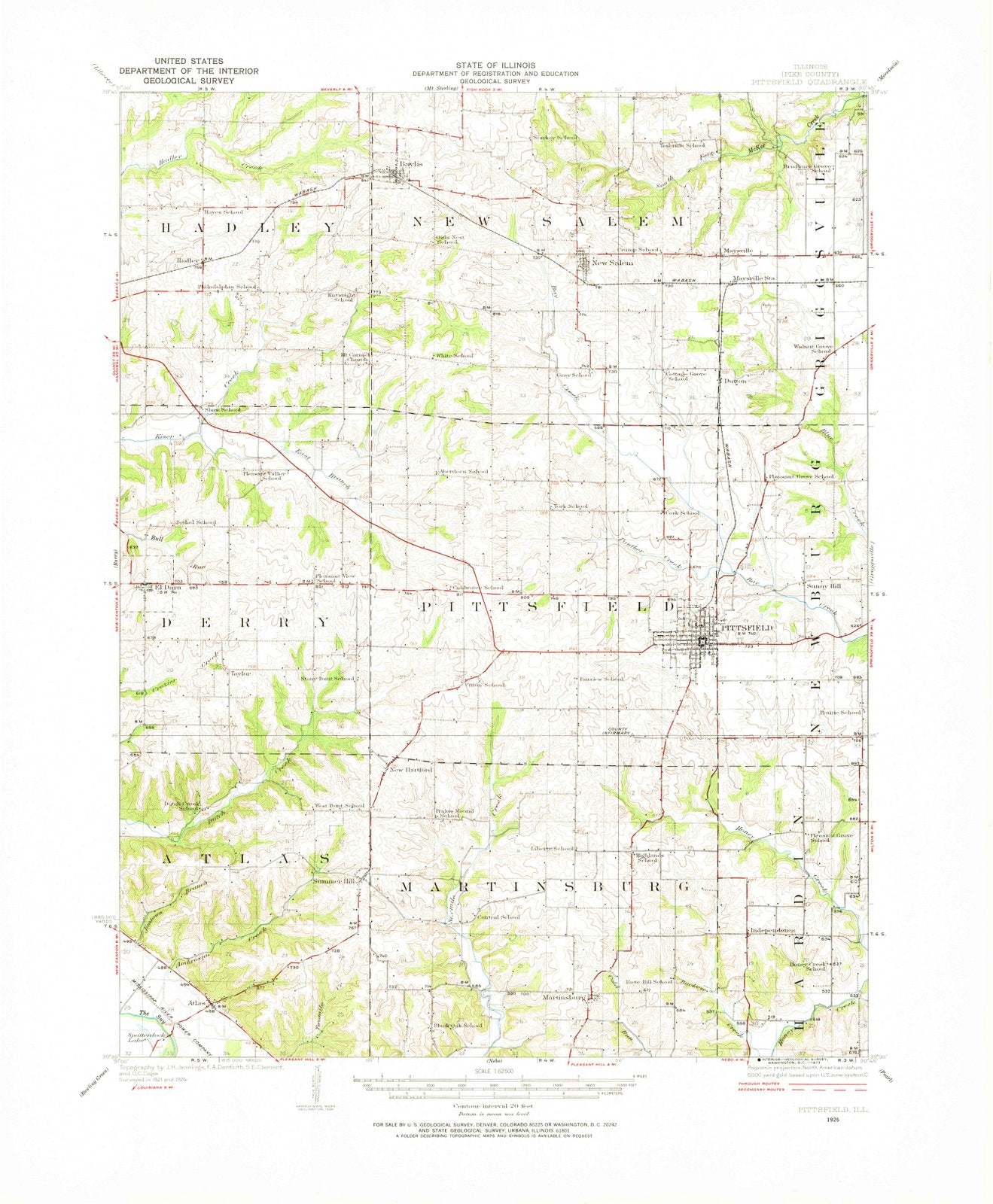 1926 Pittsfield, IL - Illinois - USGS Topographic Map
