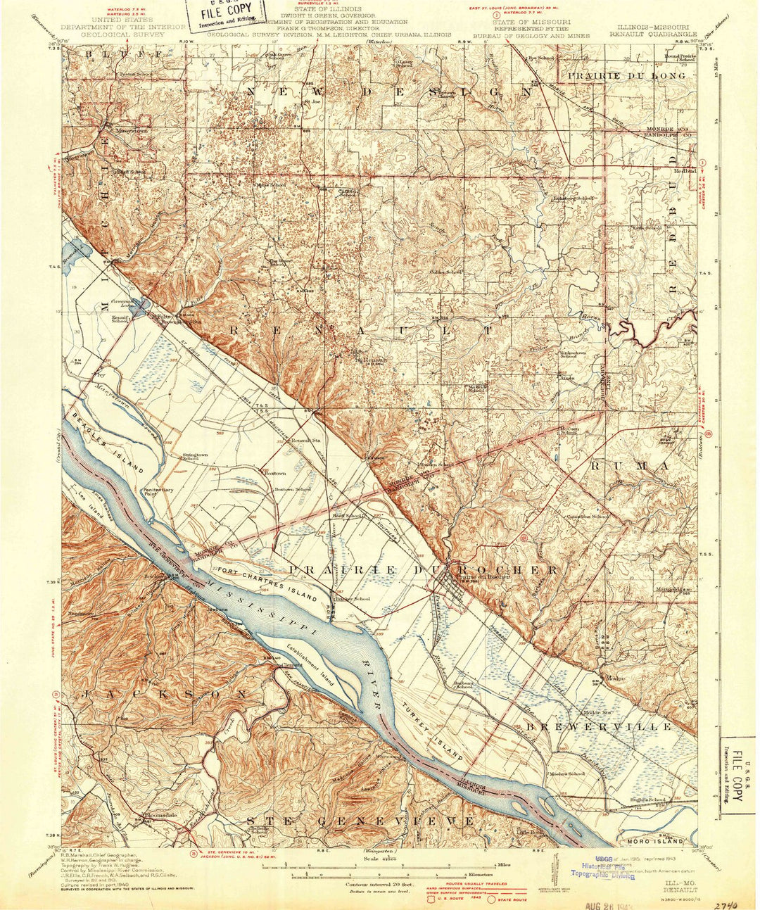 1915 Renault, IL - Illinois - USGS Topographic Map