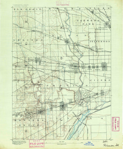 1891 Riverside, IL - Illinois - USGS Topographic Map