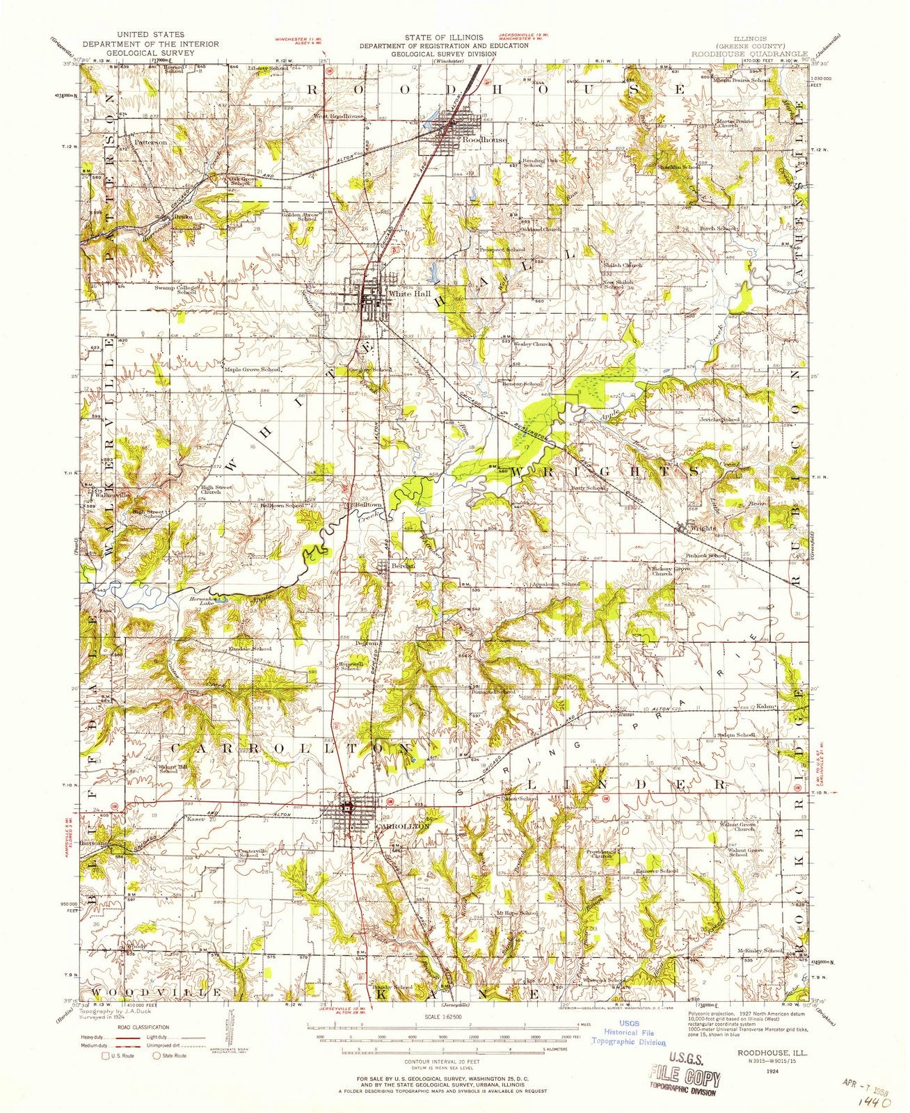 1924 Roodhouse, IL - Illinois - USGS Topographic Map