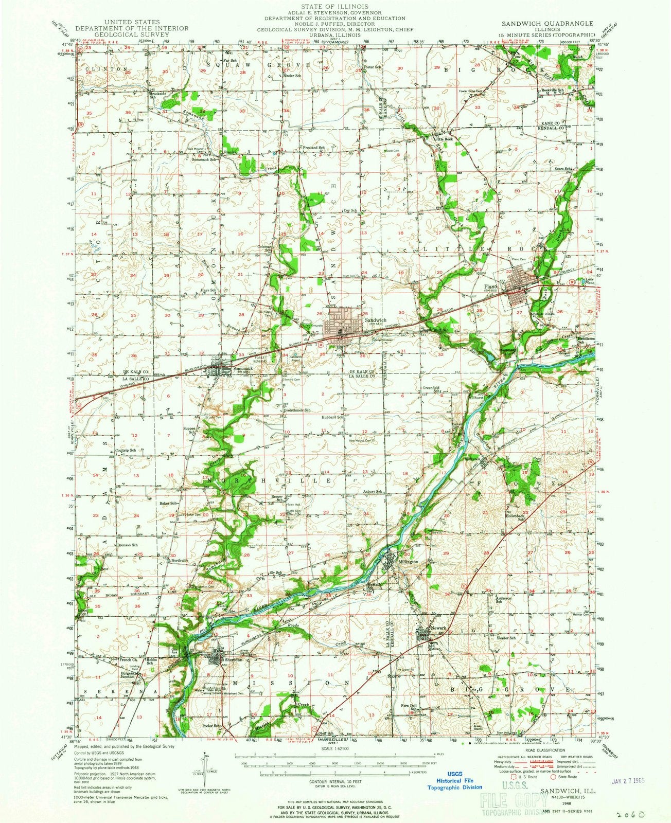 1948 Sandwich, IL - Illinois - USGS Topographic Map