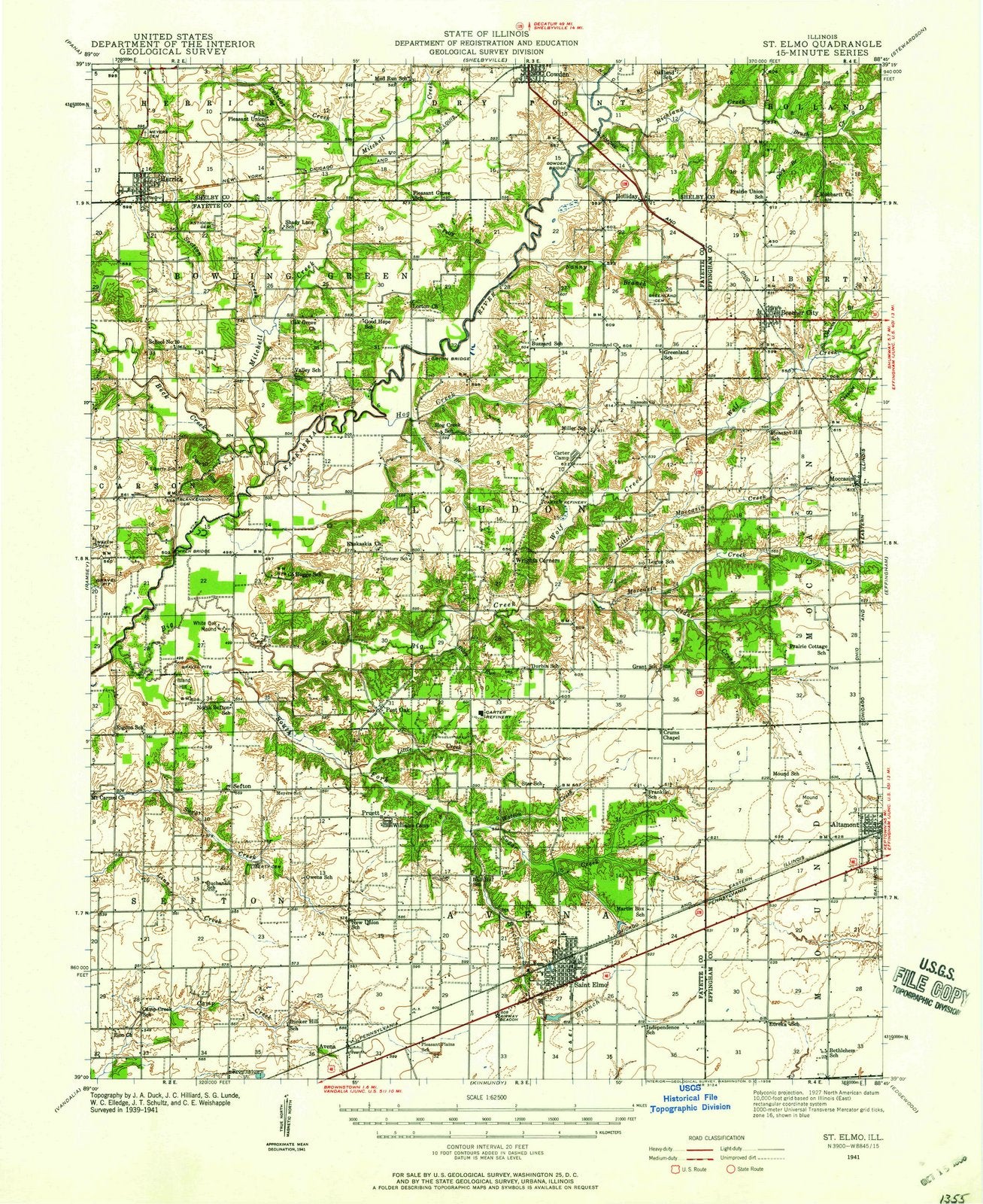 1941 St. Elmo, IL - Illinois - USGS Topographic Map