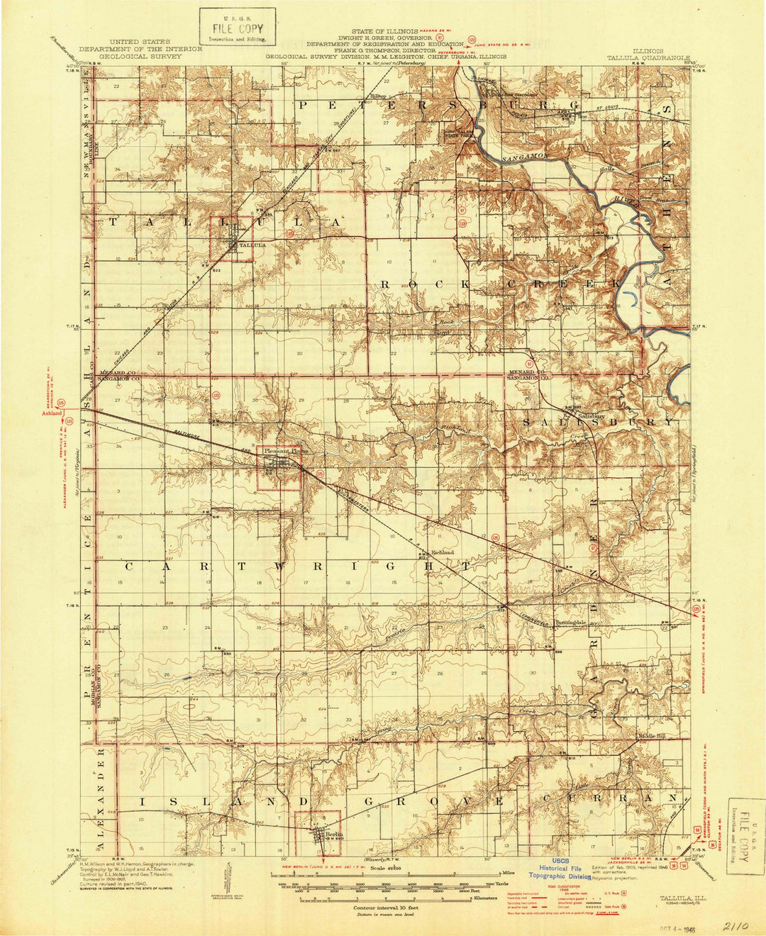 1909 Tallula, IL - Illinois - USGS Topographic Map