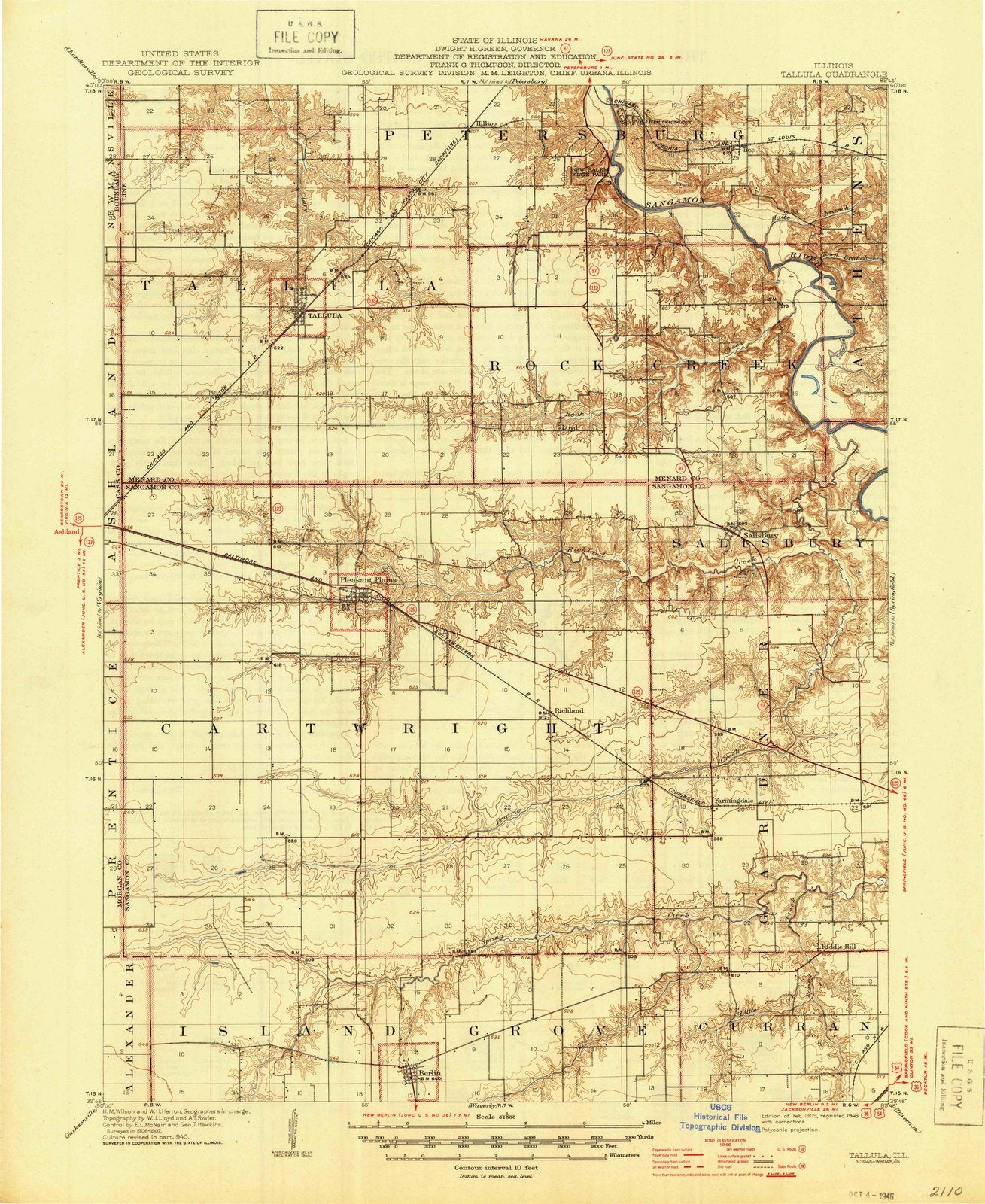 1909 Tallula, IL - Illinois - USGS Topographic Map