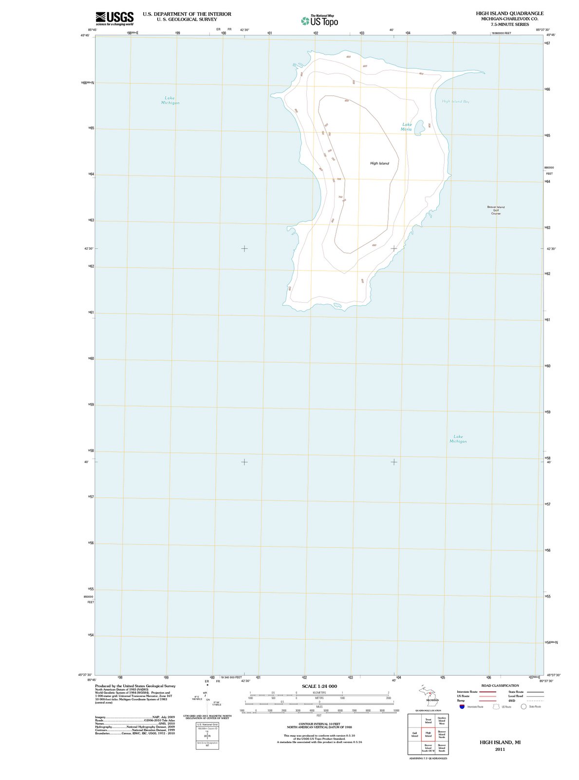 2011 High Island, MI - Michigan - USGS Topographic Map