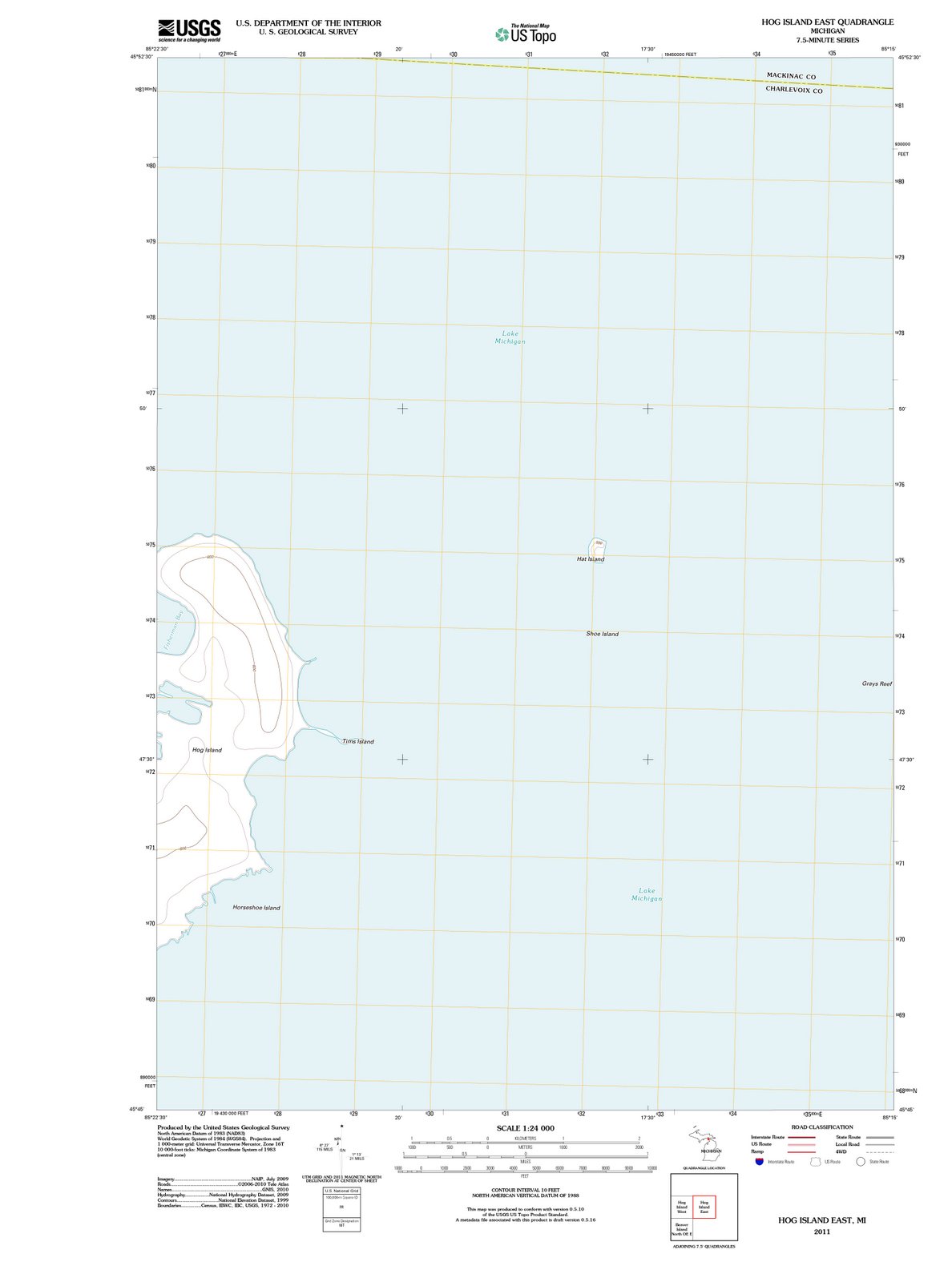 2011 Hog Island East, MI - Michigan - USGS Topographic Map