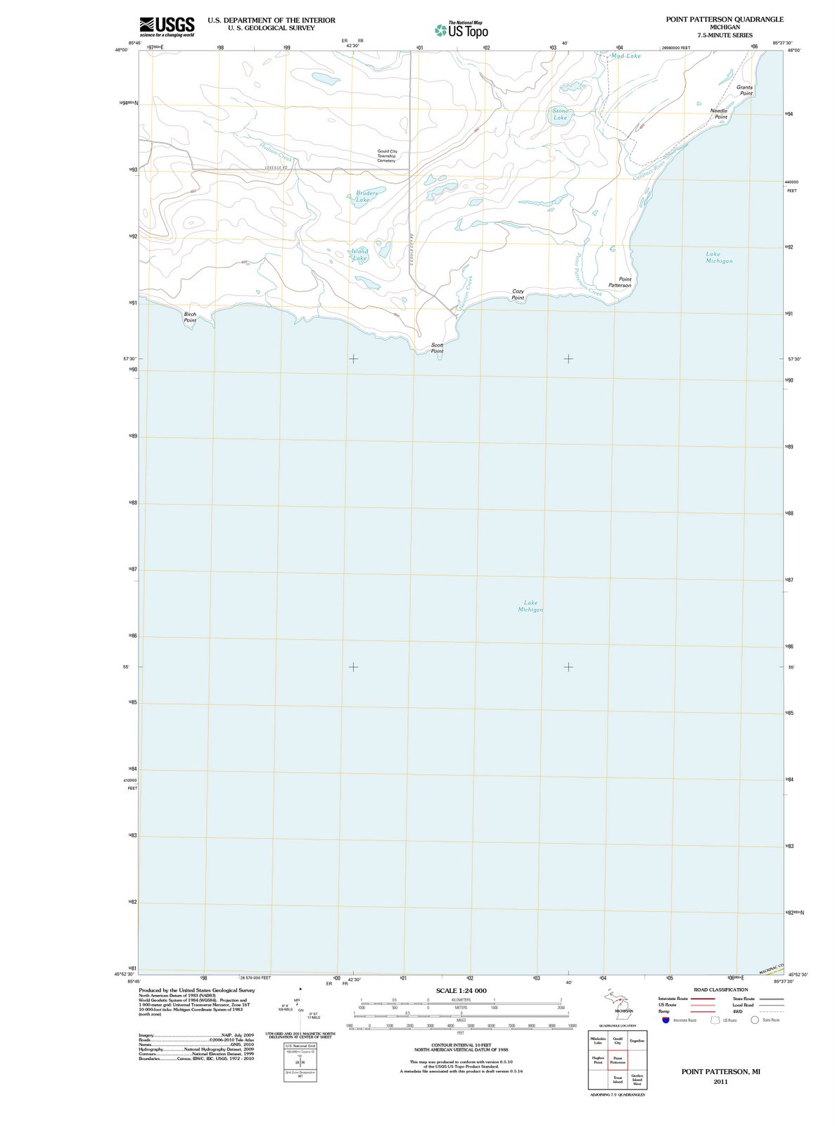 2011 Point Patterson, MI - Michigan - USGS Topographic Map