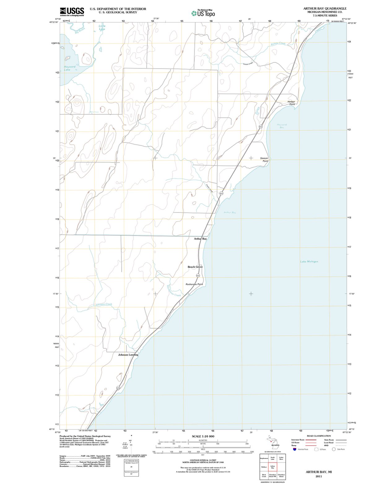 2011 Arthur Bay, MI - Michigan - USGS Topographic Map