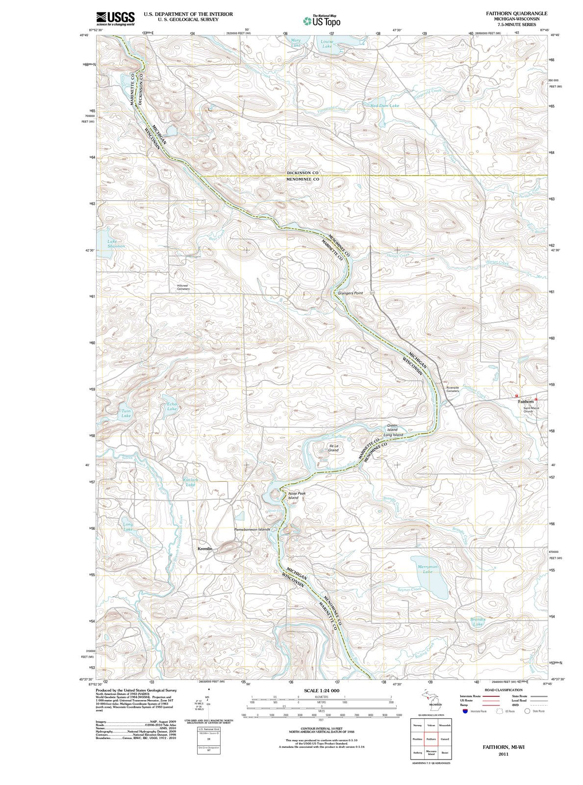 2011 Faithorn, MI - Michigan - USGS Topographic Map