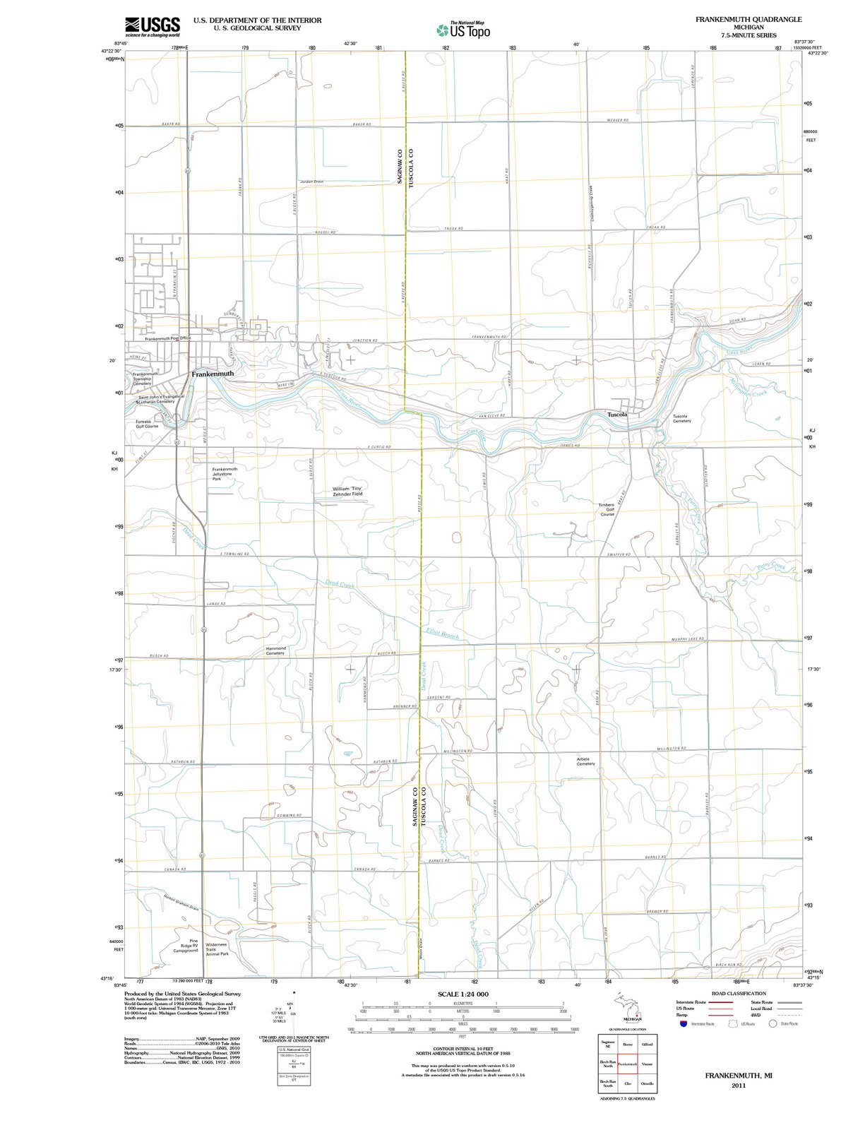 2011 Frankenmuth, MI - Michigan - USGS Topographic Map