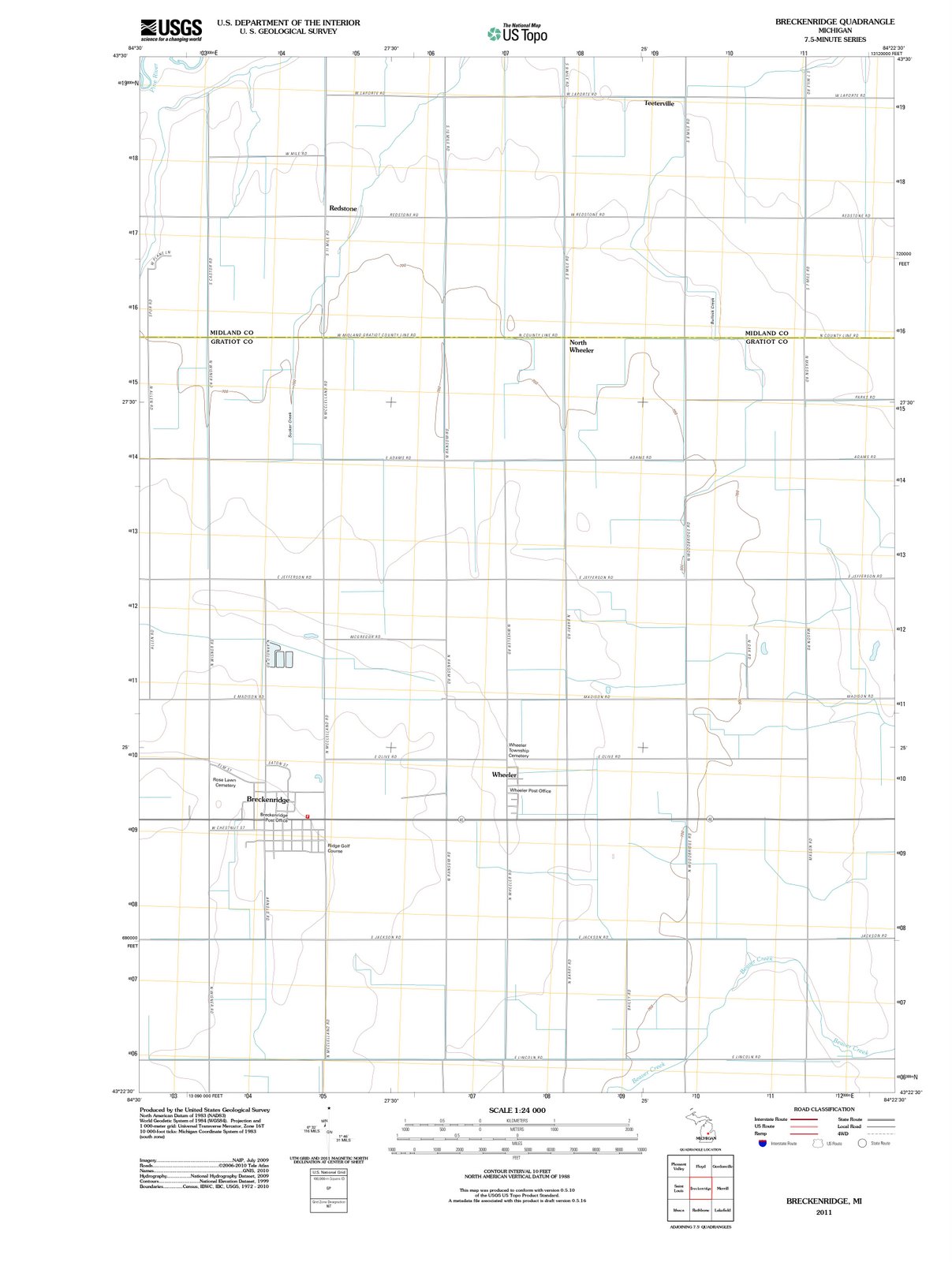 2011 Breckenridge, MI - Michigan - USGS Topographic Map