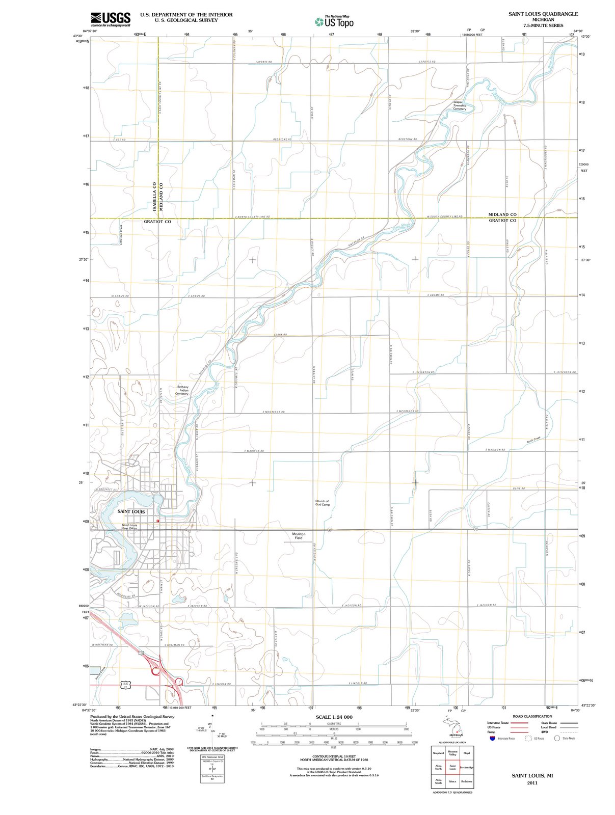 2011 Saint Louis, MI - Michigan - USGS Topographic Map