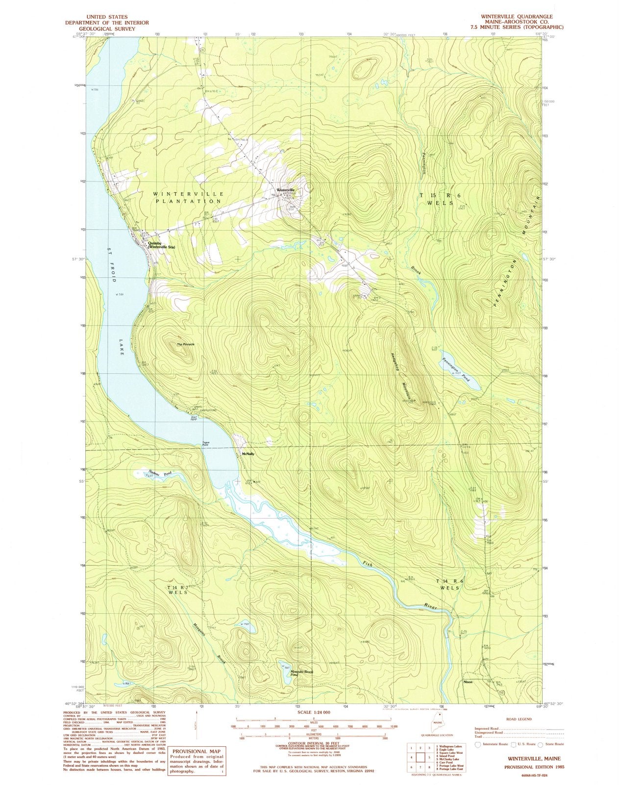 1985 Waterville, ME - Maine - USGS Topographic Map