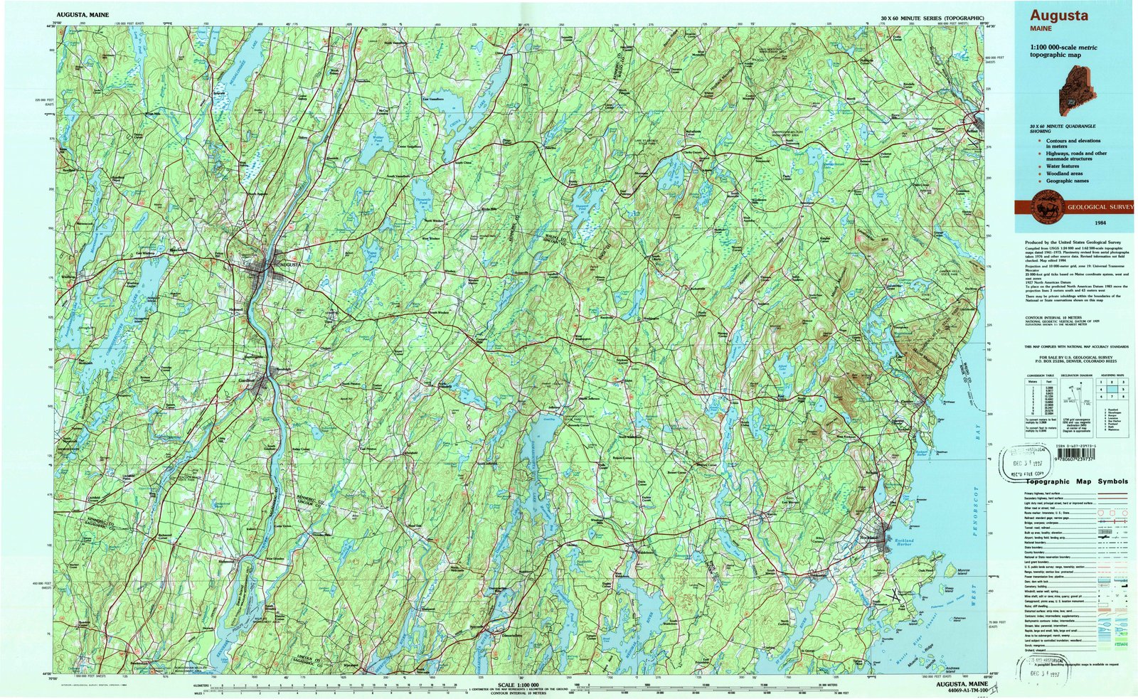 1984 Augusta, ME - Maine - USGS Topographic Map